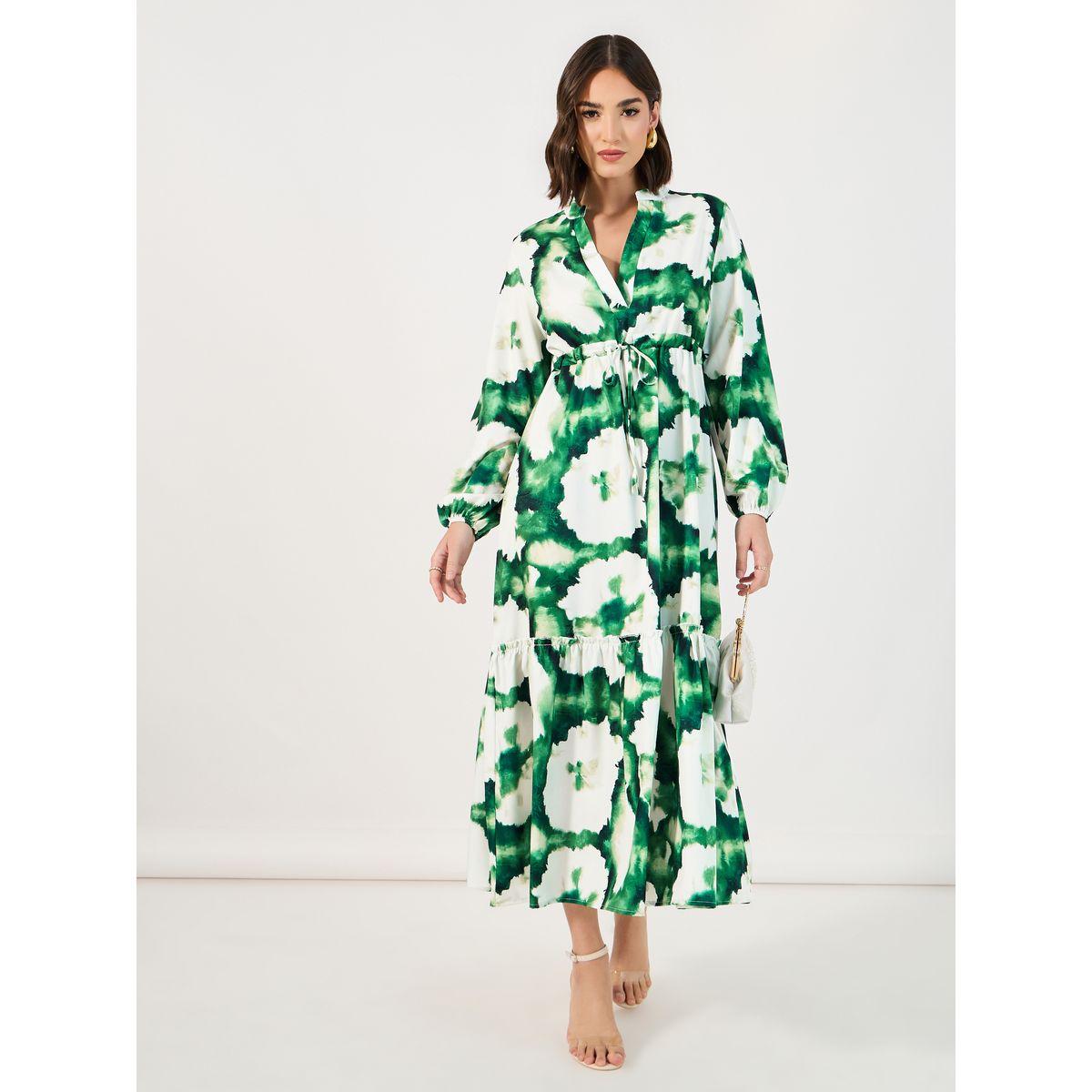 Styli Tie-Dye Print Notch Neck A-Line Maxi Dress-women-clothing-dresses-image-3