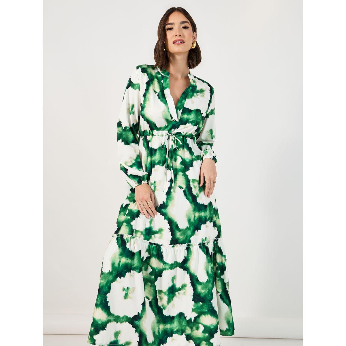 Styli Tie-Dye Print Notch Neck A-Line Maxi Dress-women-clothing-dresses-image-4