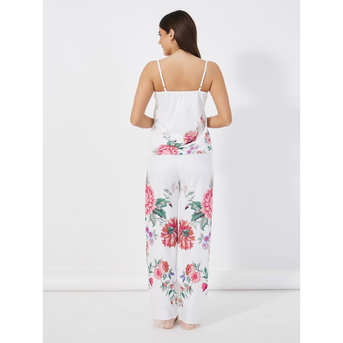 Styli Unwind Floral Print Lace Inset Strappy Cami Top & Pants Pyjama Set-women-clothing-nightwear-pyjamas-longsets-image-5