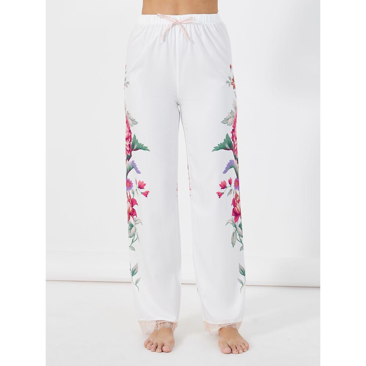 Styli Unwind Floral Print Lace Inset Strappy Cami Top & Pants Pyjama Set-women-clothing-nightwear-pyjamas-longsets-image-6