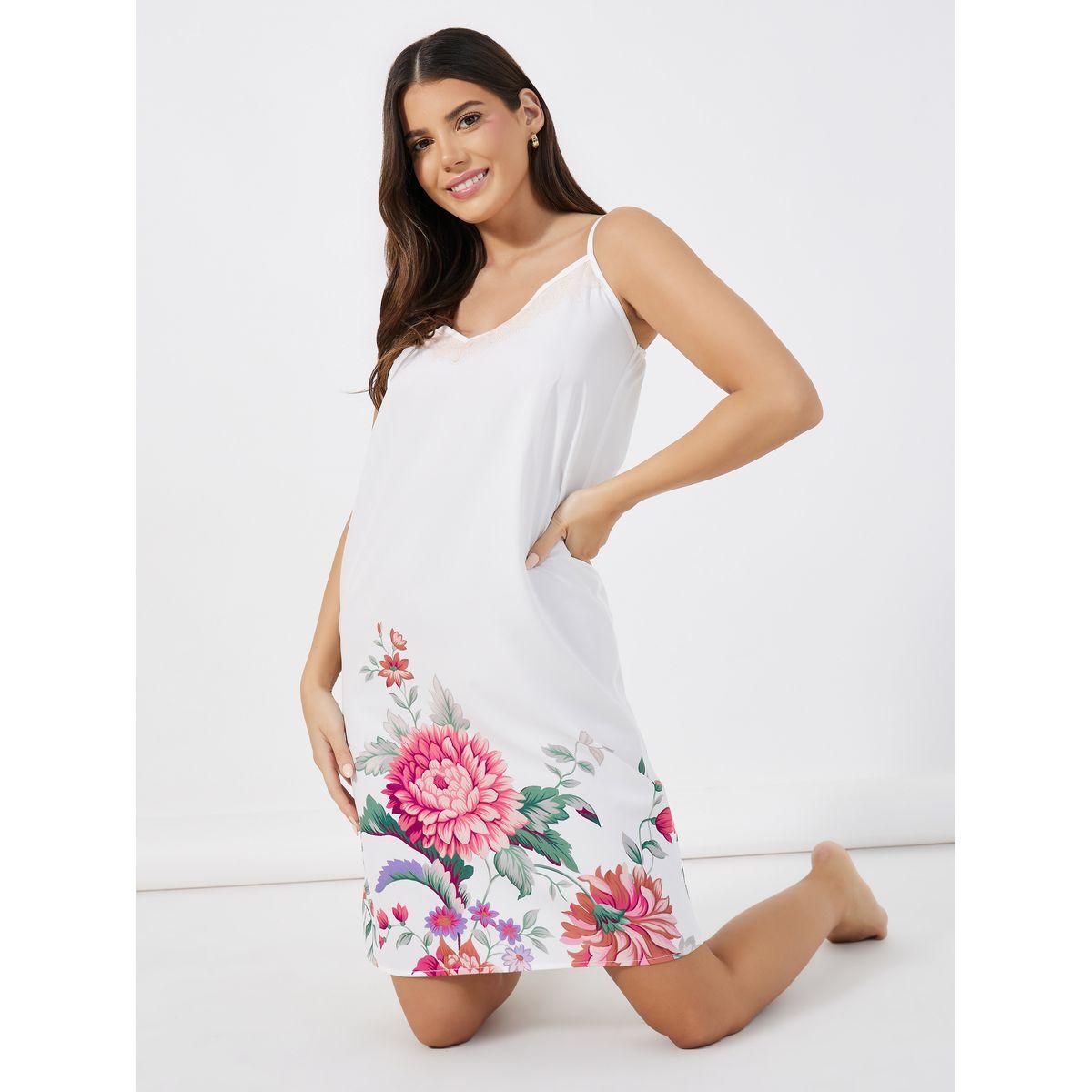 قميص نوم بلا أكمام مع طبعة زهور وتفاصيل دانتيل-women-clothing-nightwear-nighties-image-1