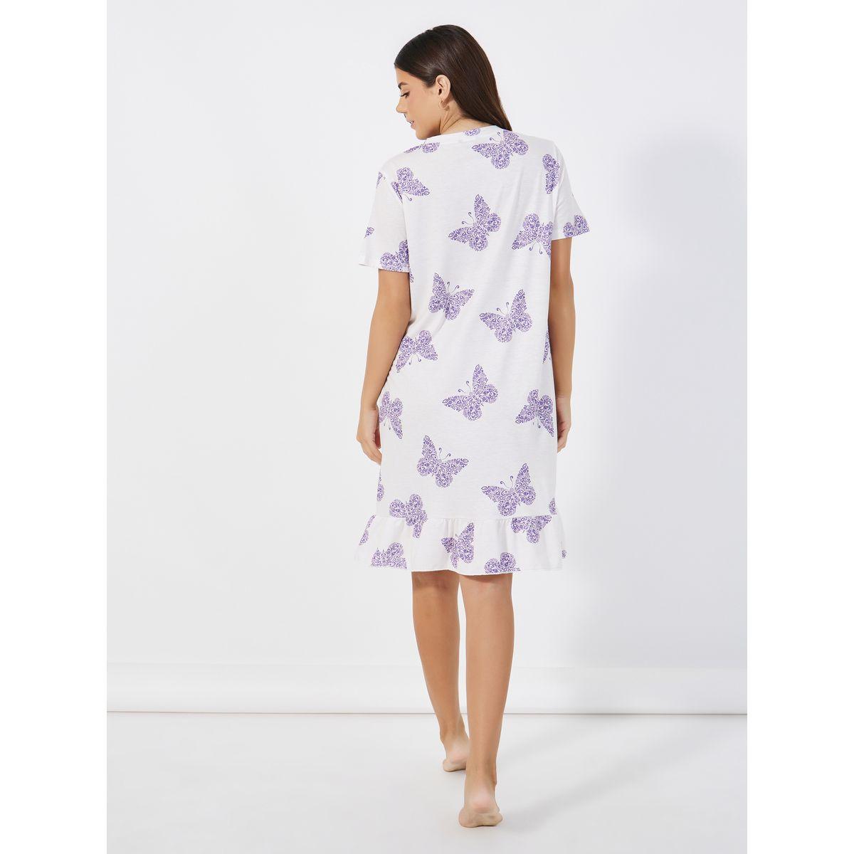 Styli Unwind Pack Of 2 -Butterfly Print Ruffle Hem Sleep T-Shirt Dress-women-clothing-nightwear-nighties-image-5