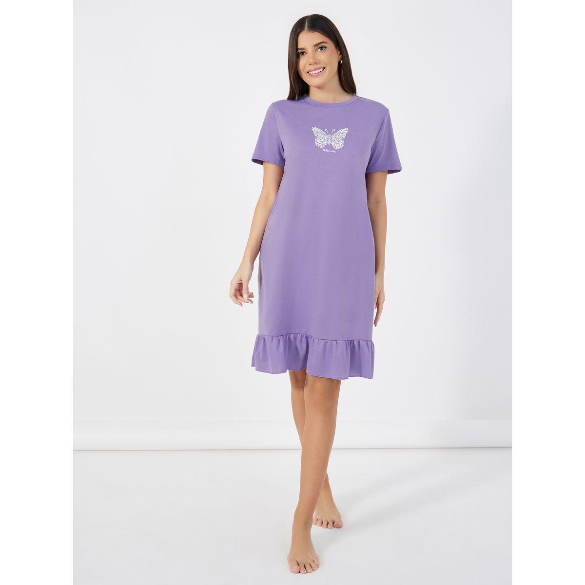 Styli Unwind Pack Of 2 -Butterfly Print Ruffle Hem Sleep T-Shirt Dress-women-clothing-nightwear-nighties-image-6