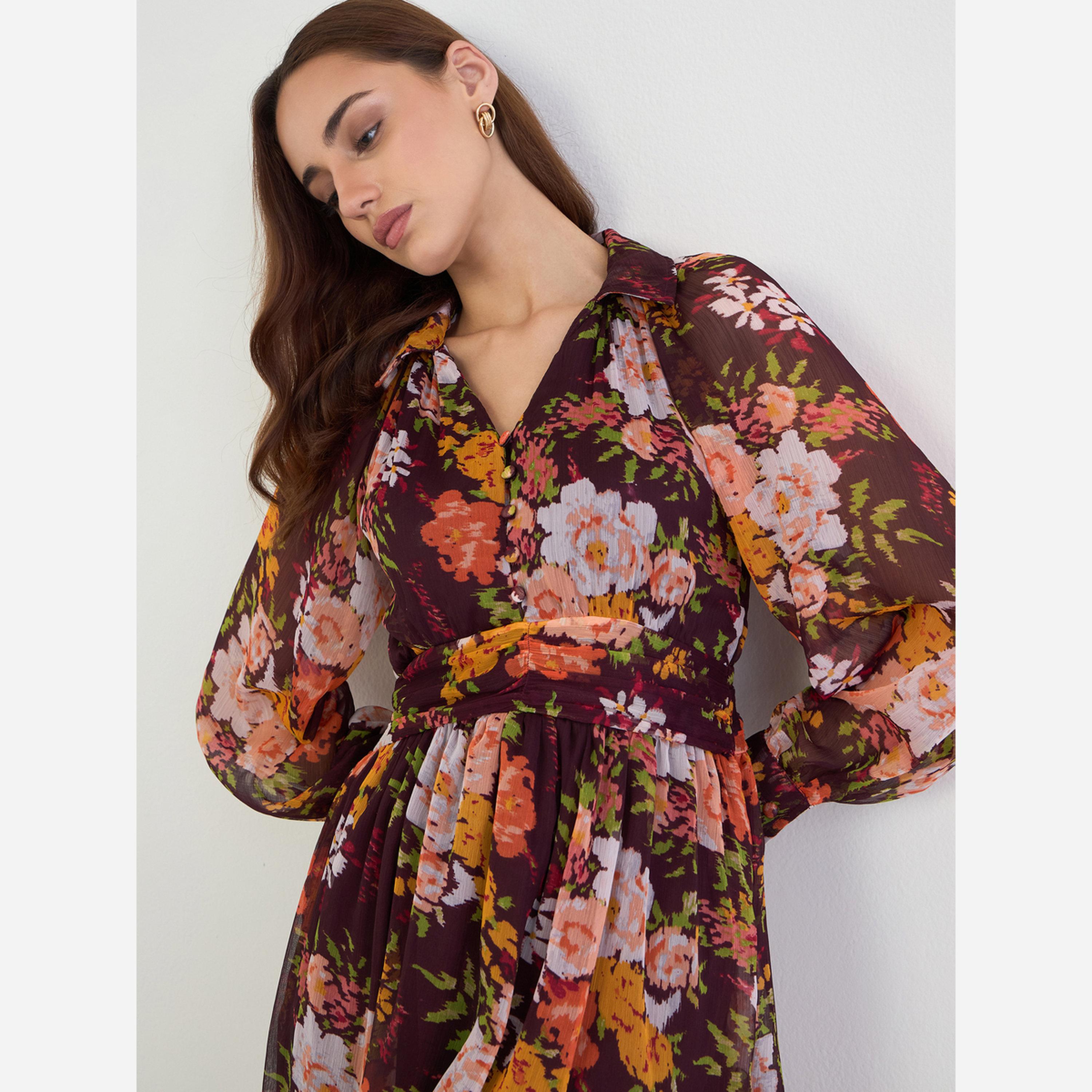 Styli Floral Print Balloon Sleeve A-Line Maxi Dress-women-clothing-dresses-image-4