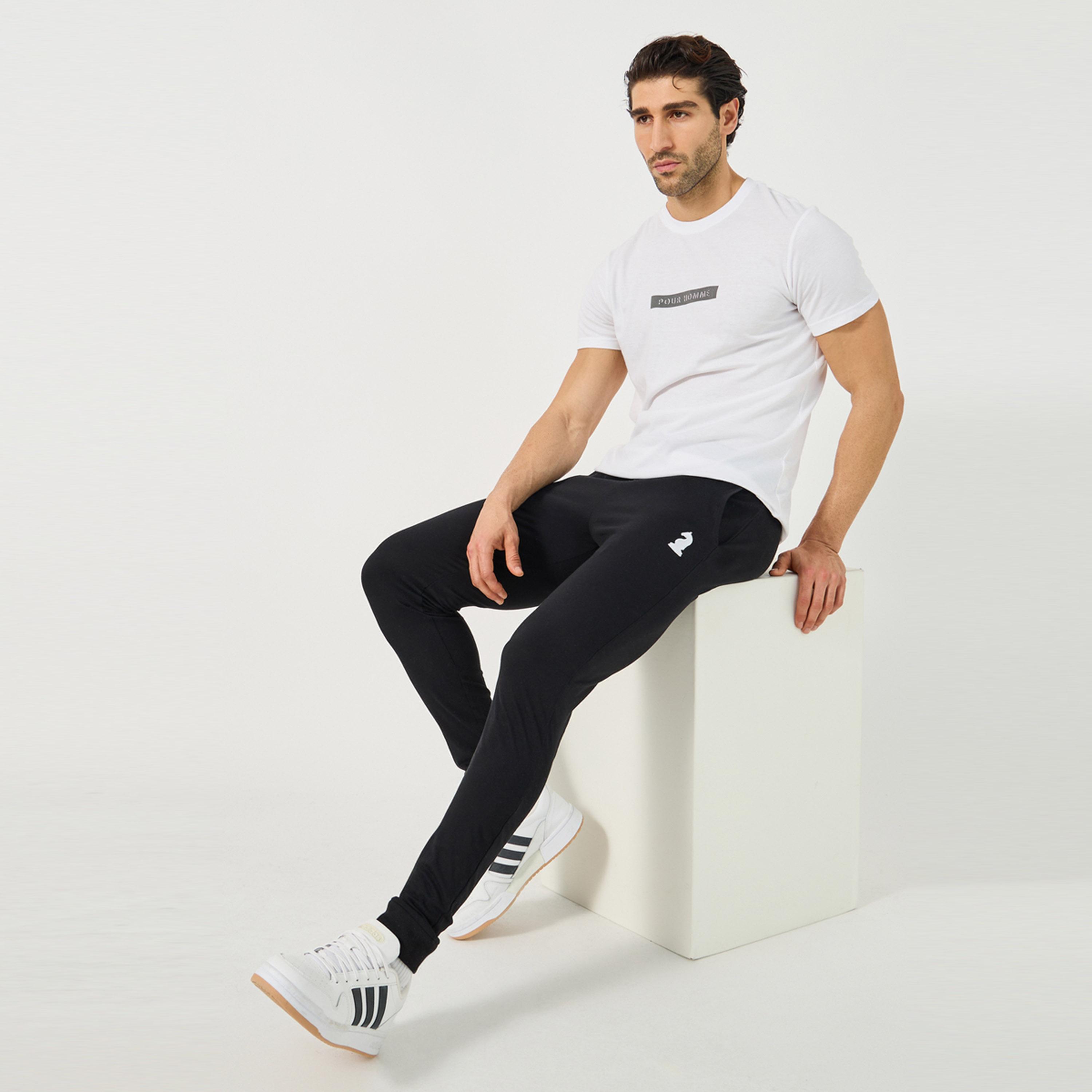 Styli Embroidered Ribbed Cuff Joggers with Drawstring-men-clothing-nightwear-pyjamaandshorts-image-1