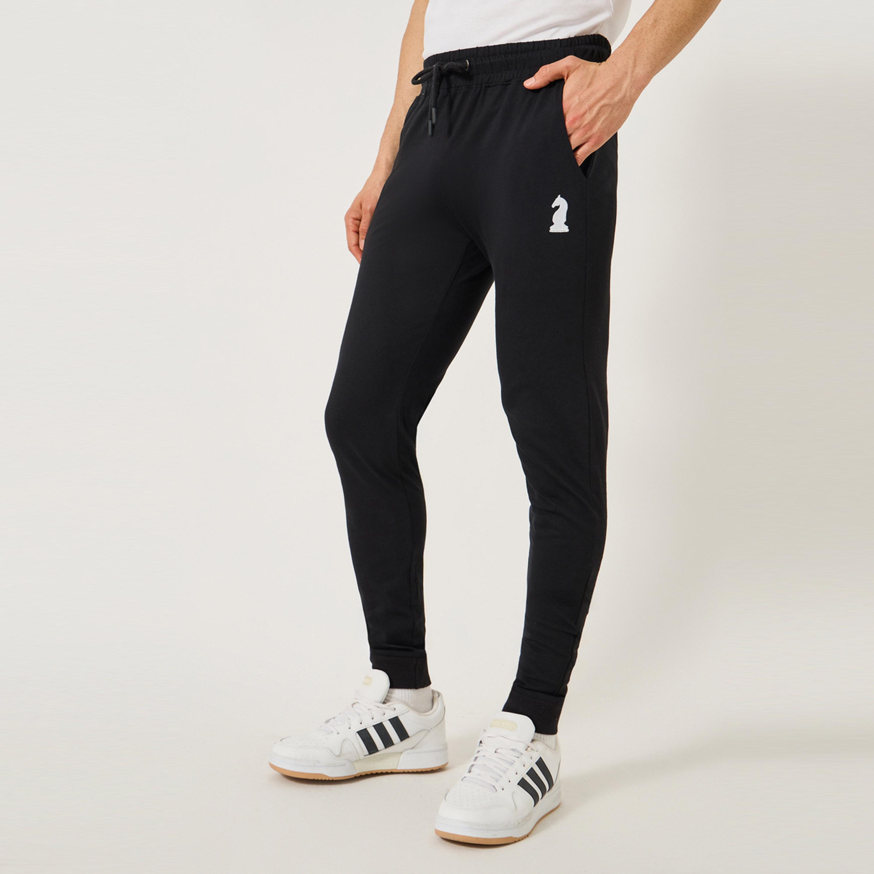 Styli Embroidered Ribbed Cuff Joggers with Drawstring-men-clothing-nightwear-pyjamaandshorts-image-2