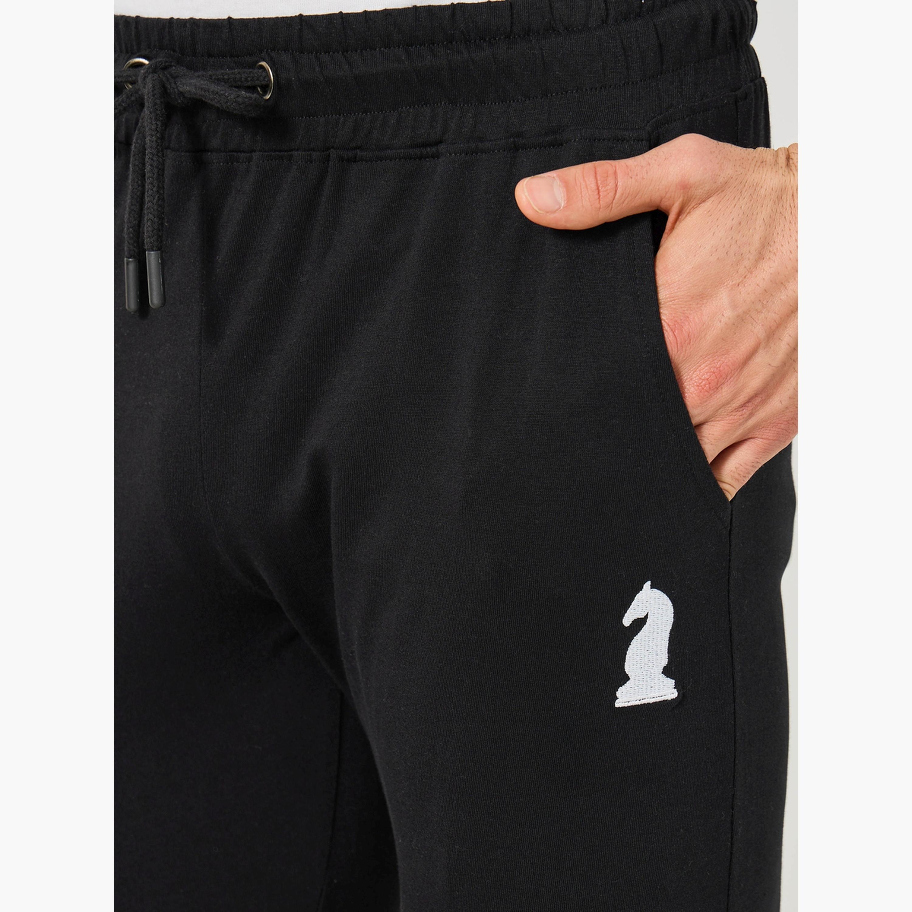 Styli Embroidered Ribbed Cuff Joggers with Drawstring-men-clothing-nightwear-pyjamaandshorts-image-4