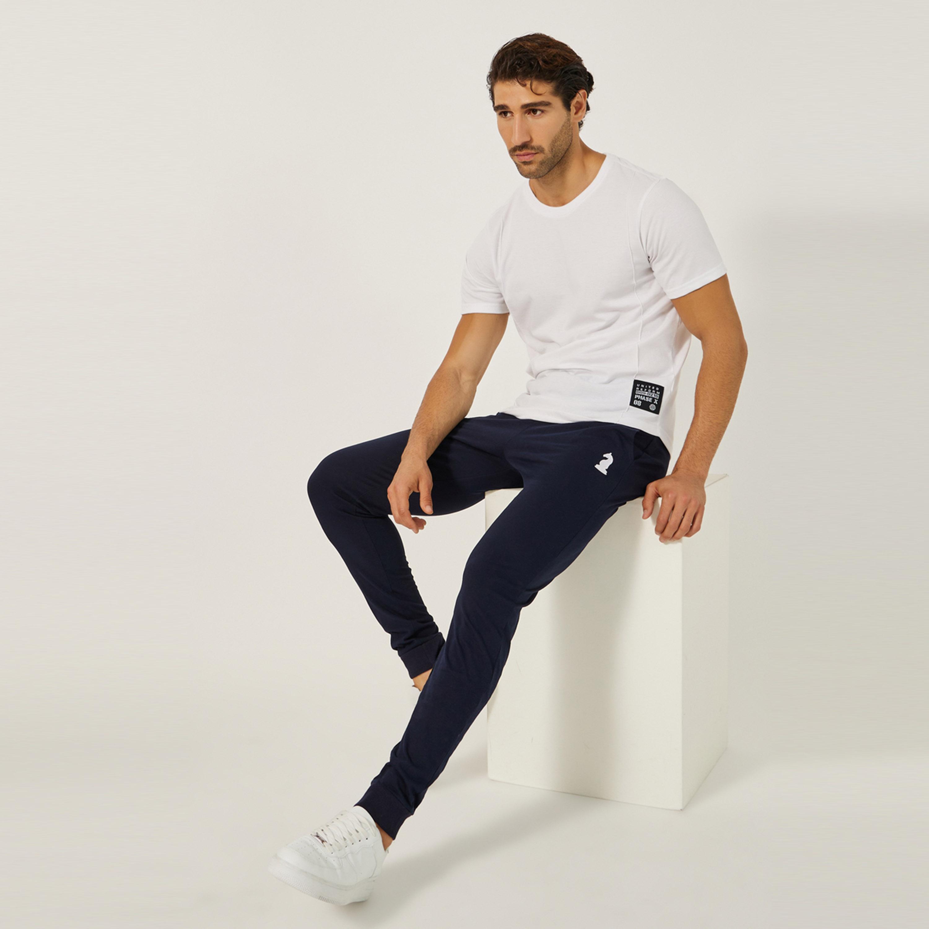 Styli Embroidered Ribbed Cuff Joggers with Drawstring-men-clothing-nightwear-pyjamaandshorts-image-1
