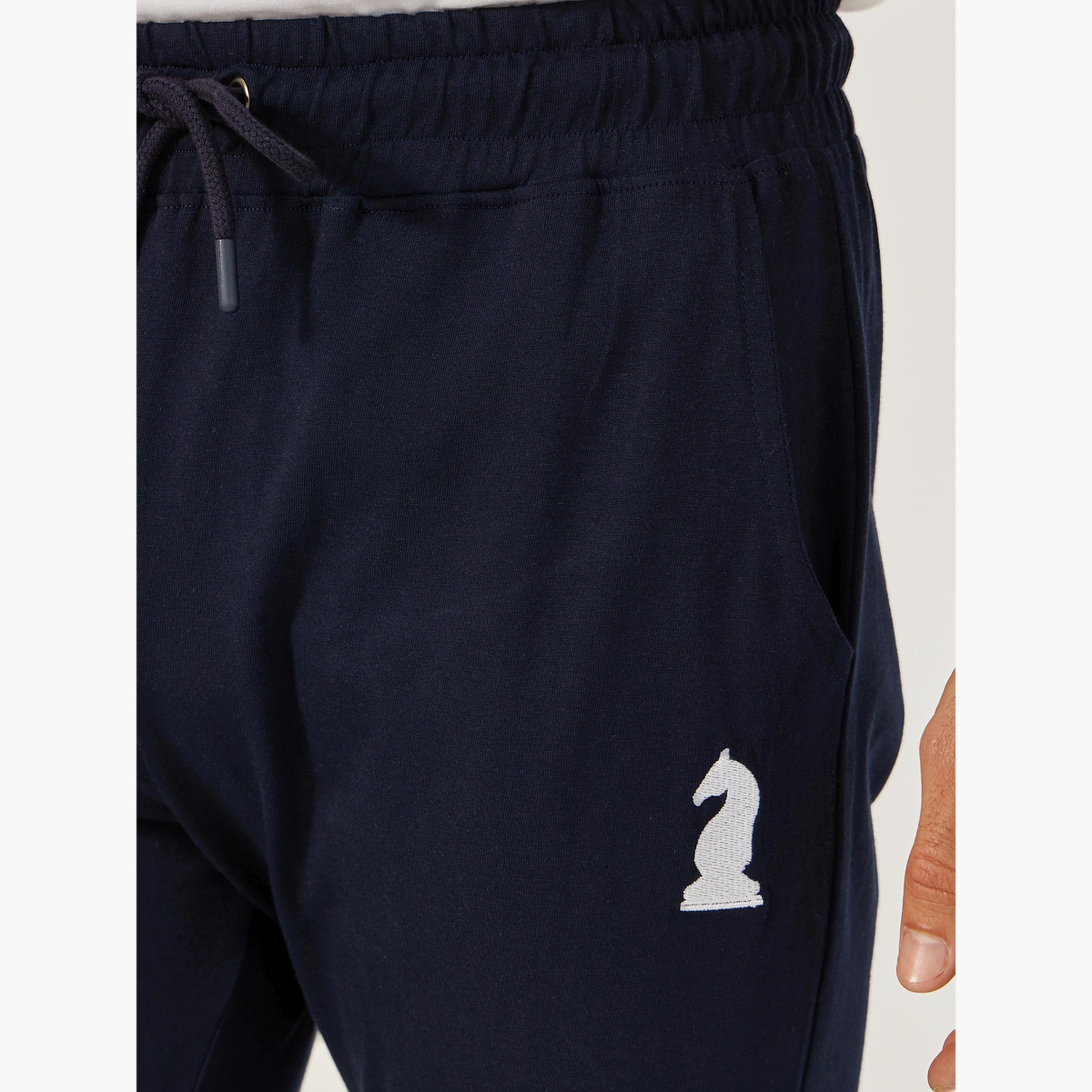 Styli Embroidered Ribbed Cuff Joggers with Drawstring-men-clothing-nightwear-pyjamaandshorts-image-4