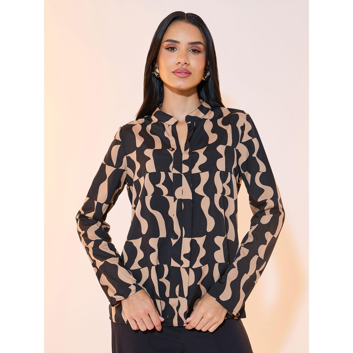 Styli Geometric Print Regular Fit Shirt-women-clothing-shirtsandblouses-shirts-image-1