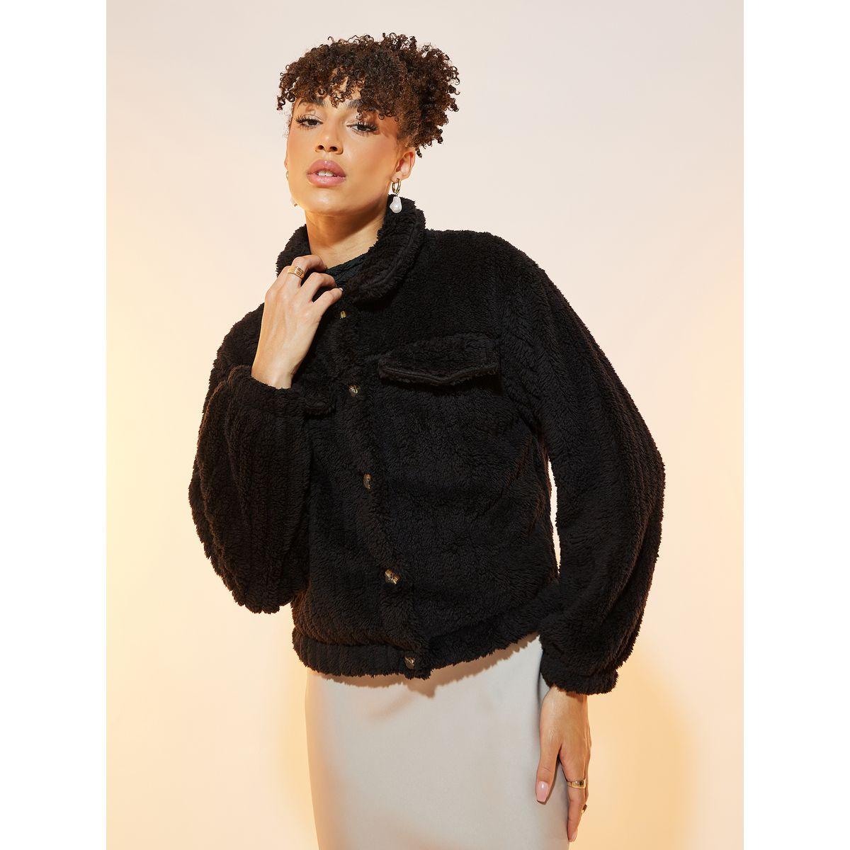 جاكيت تيدي بأكتاف منخفضة مع أزرار-women-clothing-coatsandjackets-coats-image-3