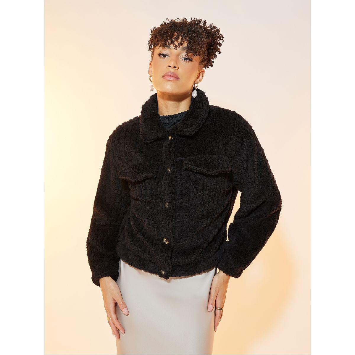 جاكيت تيدي بأكتاف منخفضة مع أزرار-women-clothing-coatsandjackets-coats-image-4