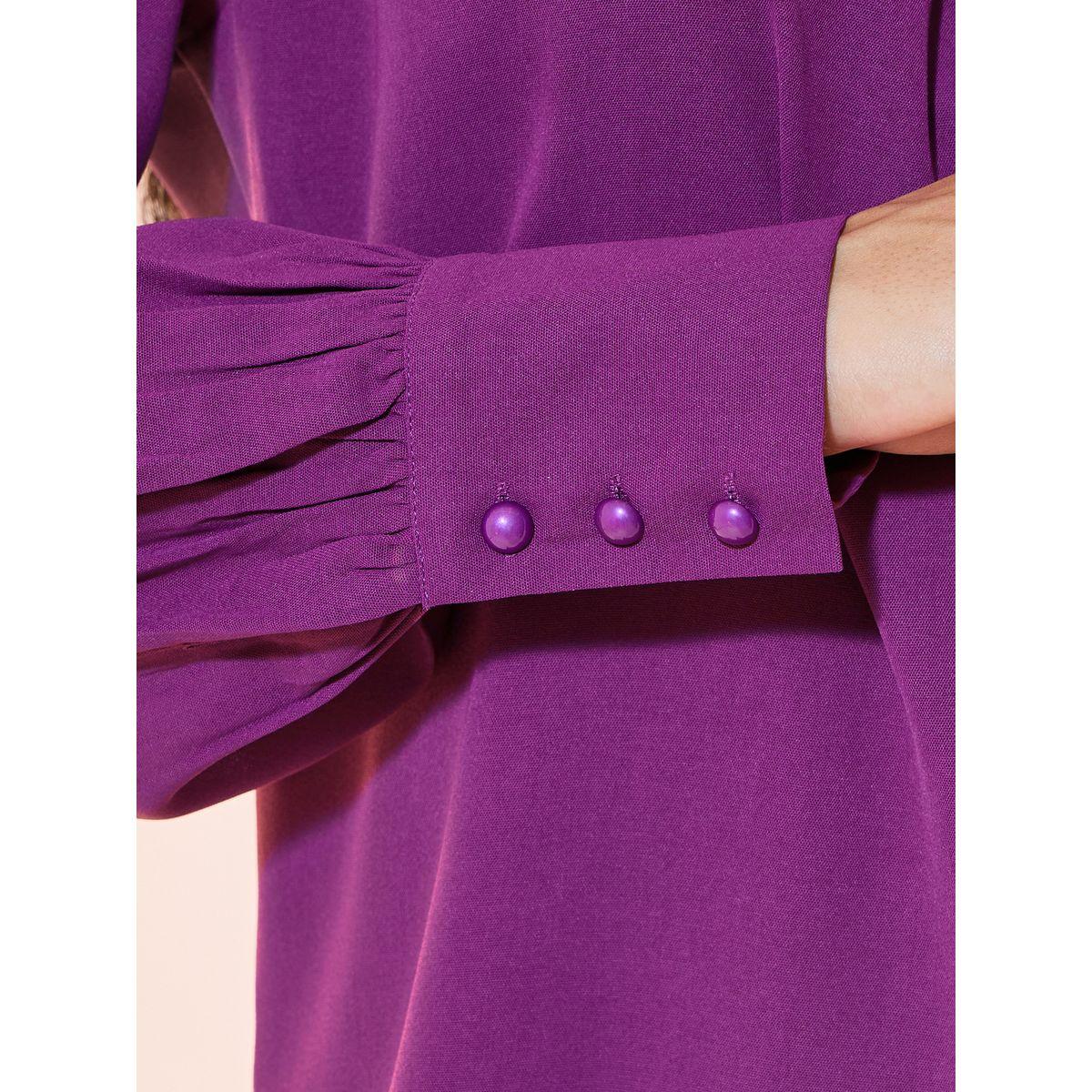 Styli Mock Neck Pleat Detail Blouse-women-clothing-shirtsandblouses-blouses-image-4