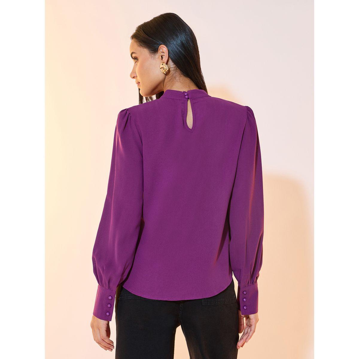 Styli Mock Neck Pleat Detail Blouse-women-clothing-shirtsandblouses-blouses-image-5