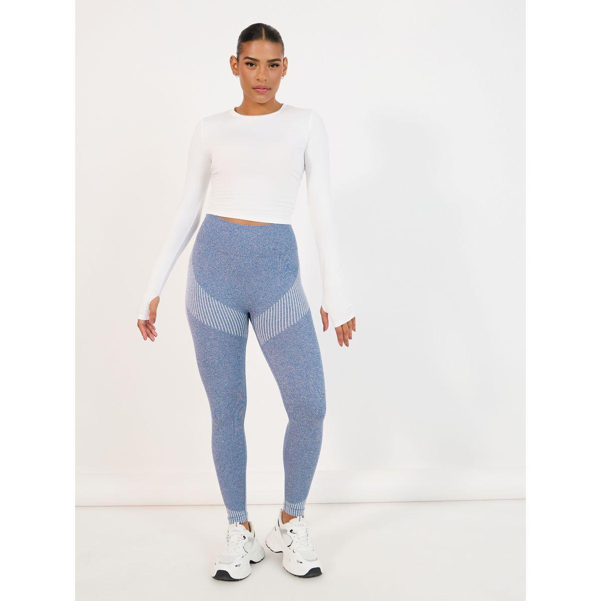 Styli Melange Jacquard Wide Waistband Scrunch Back Leggings-women-clothing-sportswearandactivewear-bottoms-image-1