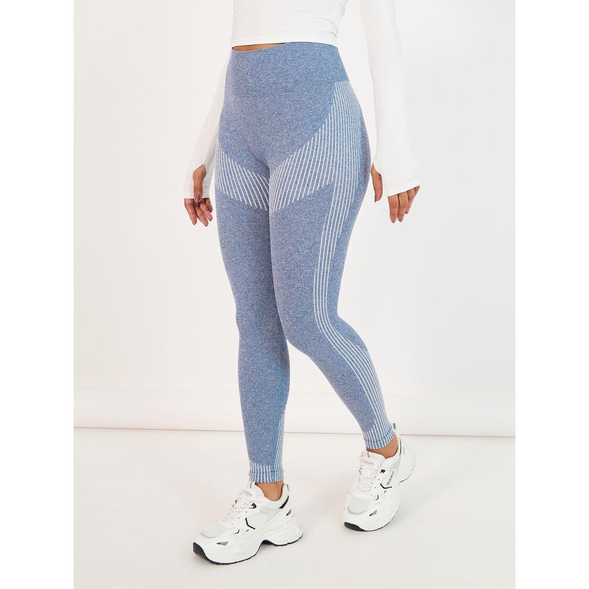 Styli Melange Jacquard Wide Waistband Scrunch Back Leggings-women-clothing-sportswearandactivewear-bottoms-image-2
