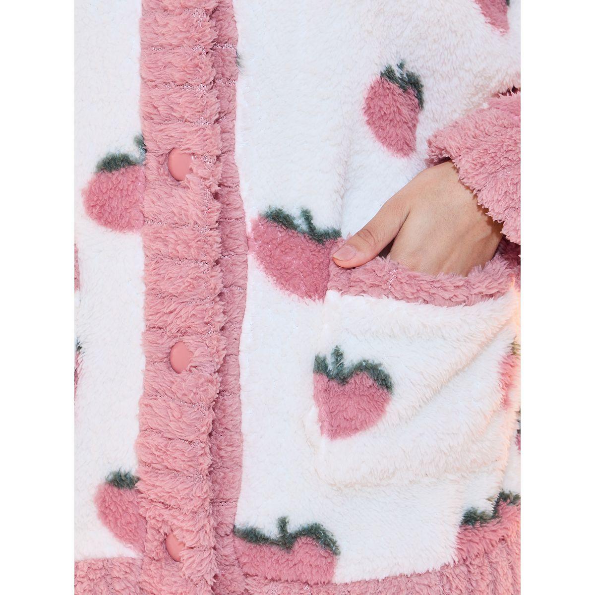 طقم من بنطال بيجاما مع كارديجان تيدي بطبعة فراولة-women-clothing-nightwear-pyjamas-longsets-image-3