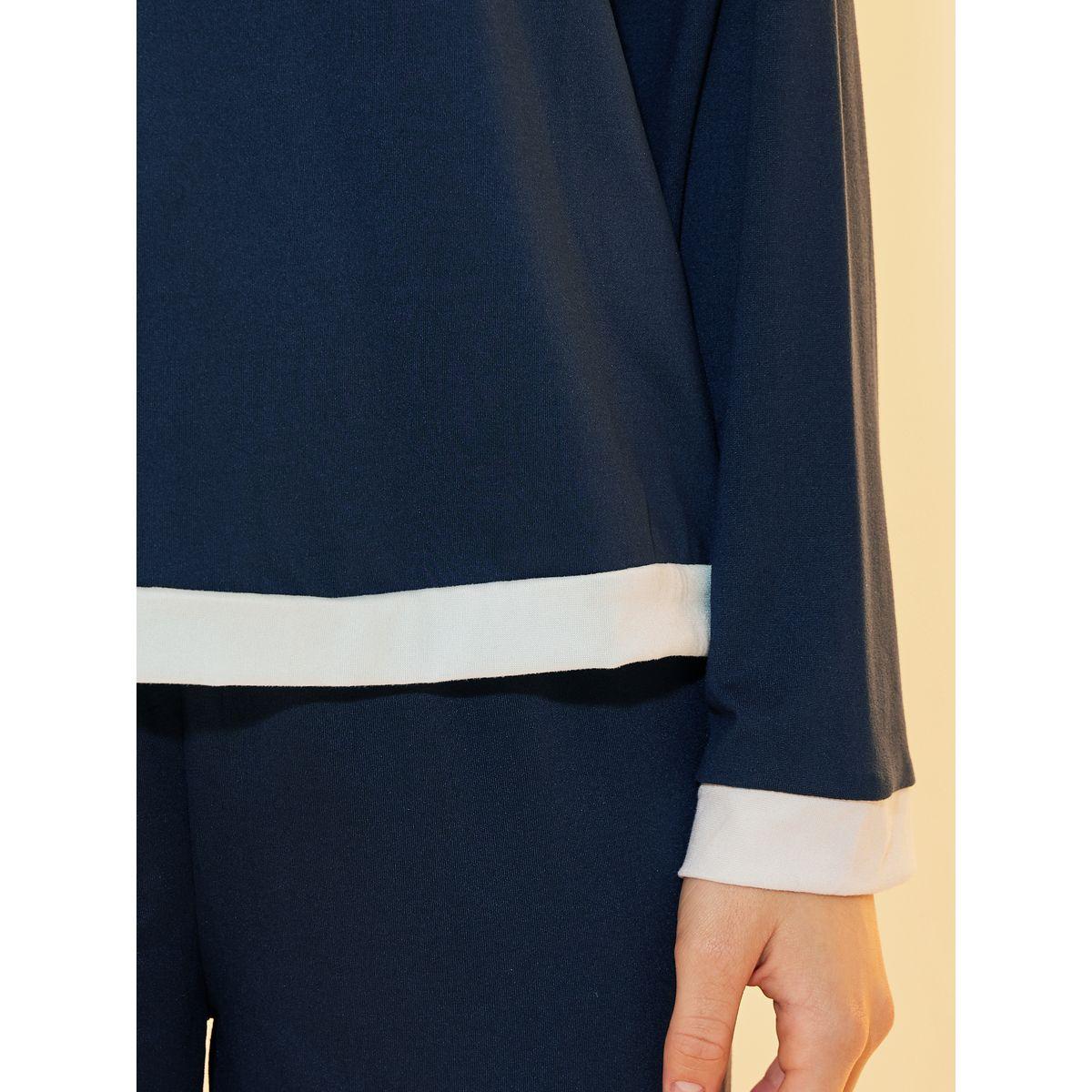Styli Solid Long Sleeve Knitted T-Shirt & Pyjama Set-women-clothing-nightwear-pyjamas-longsets-image-3