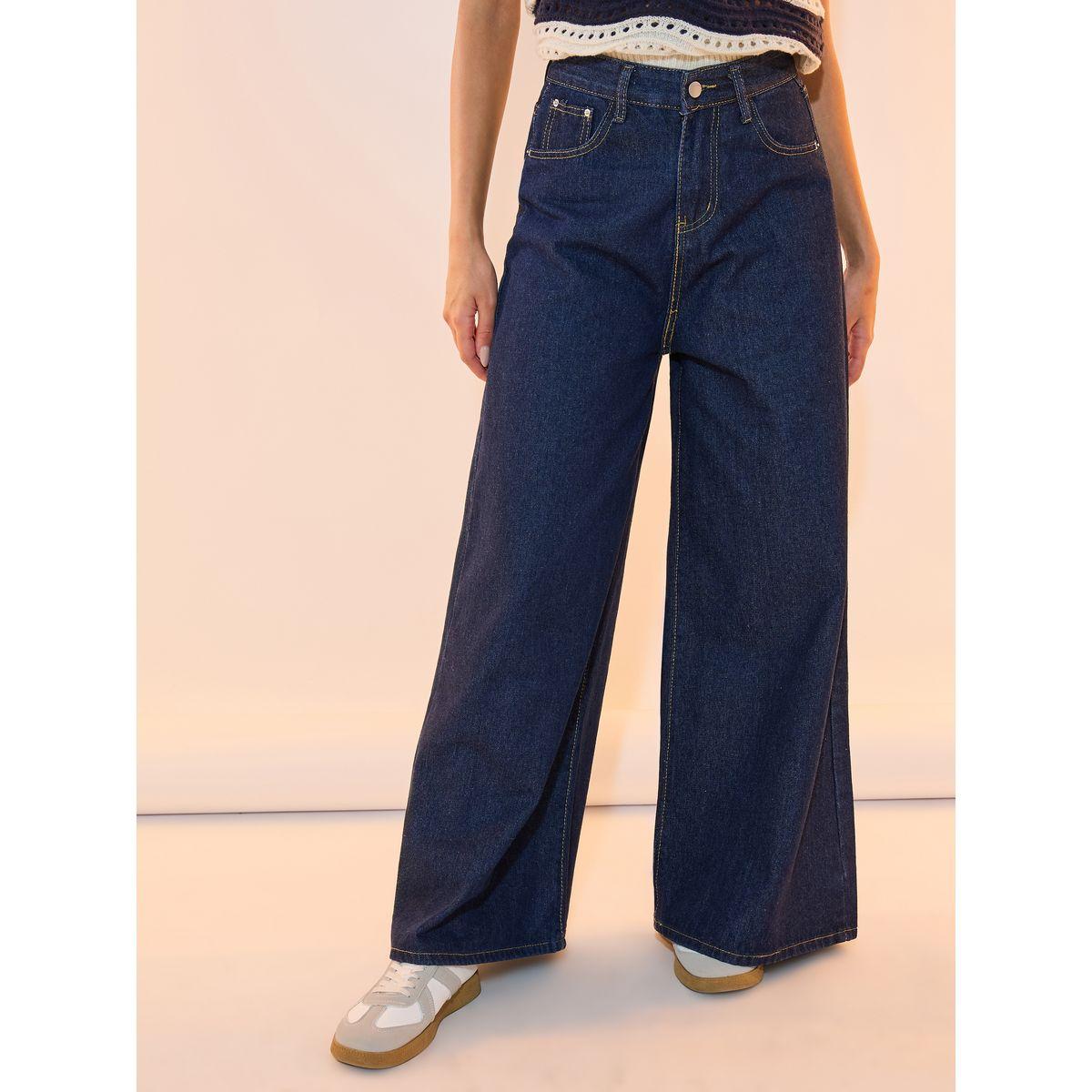 جينز بأرجل واسعة وخصر متوسط مع جيوب-women-clothing-bottoms-jeans-image-2