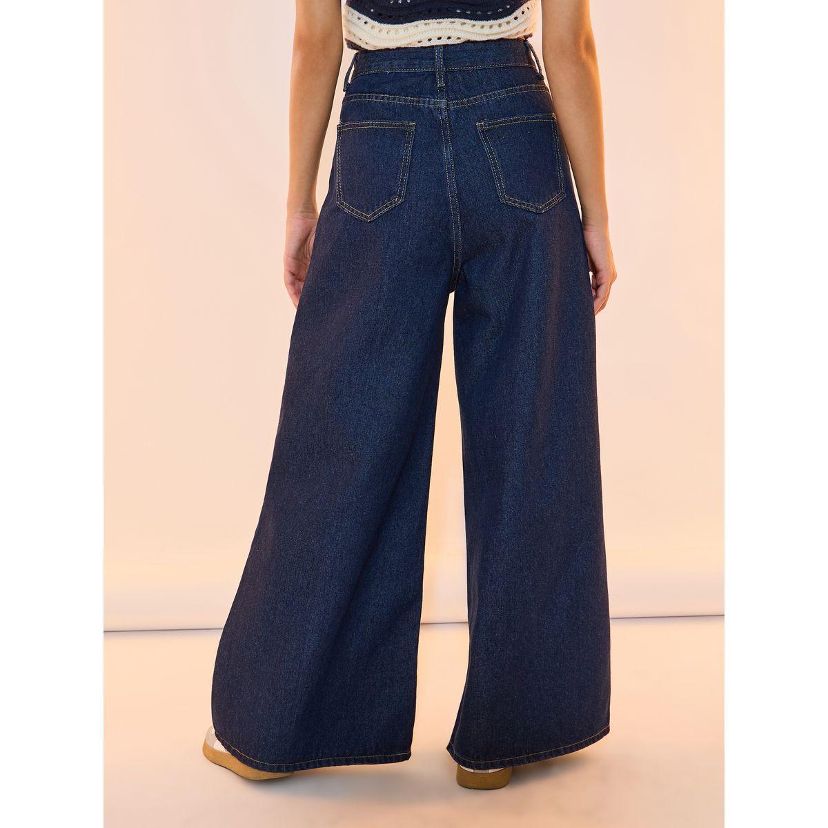 جينز بأرجل واسعة وخصر متوسط مع جيوب-women-clothing-bottoms-jeans-image-4