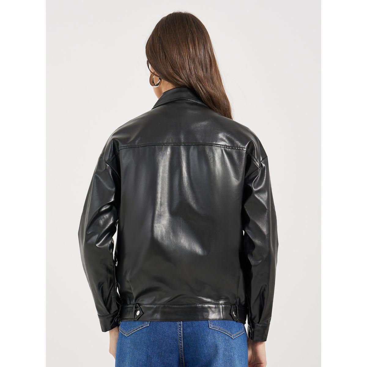 Styli Regular Fit Regular Length Biker Jacket-women-winterwear-coatsandjackets-jackets-image-4