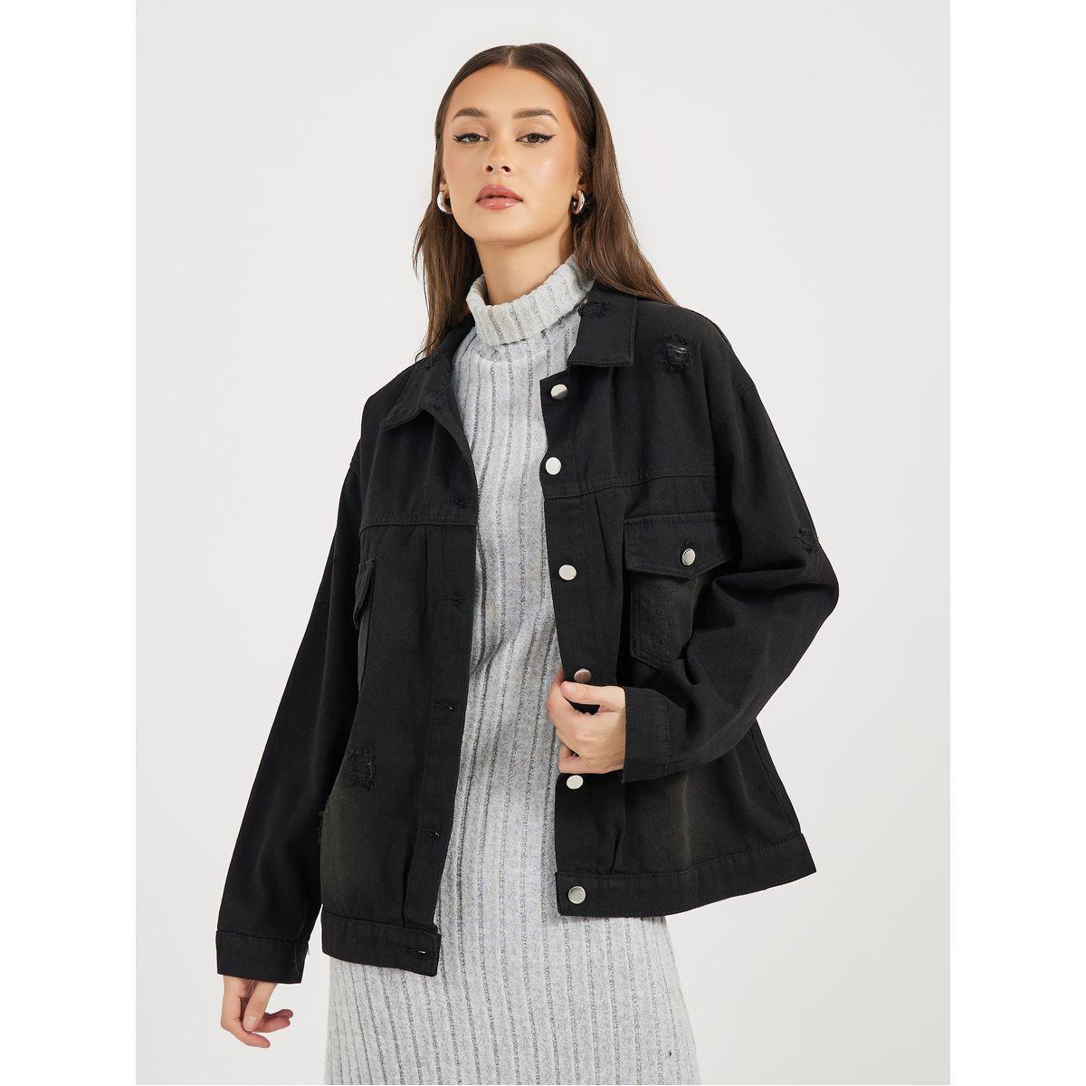 Styli Oversized Regular Length Faded Denim Jacket-women-winterwear-coatsandjackets-jackets-image-1