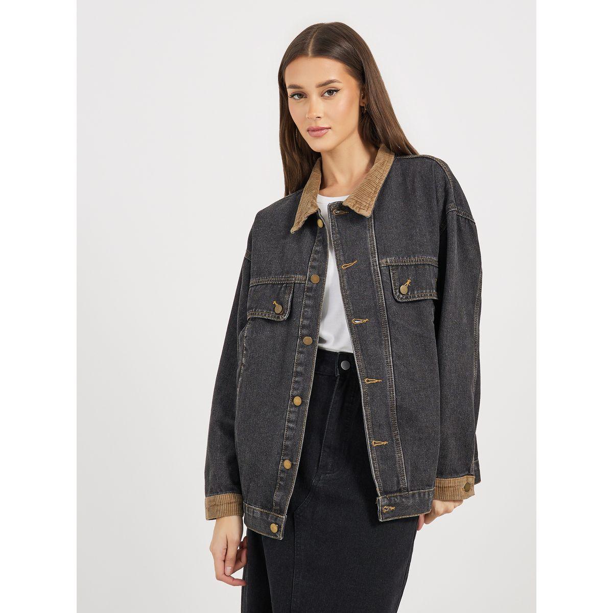 جاكيت دنيم طويل بقصة فضفاضة-women-winterwear-coatsandjackets-jackets-image-1