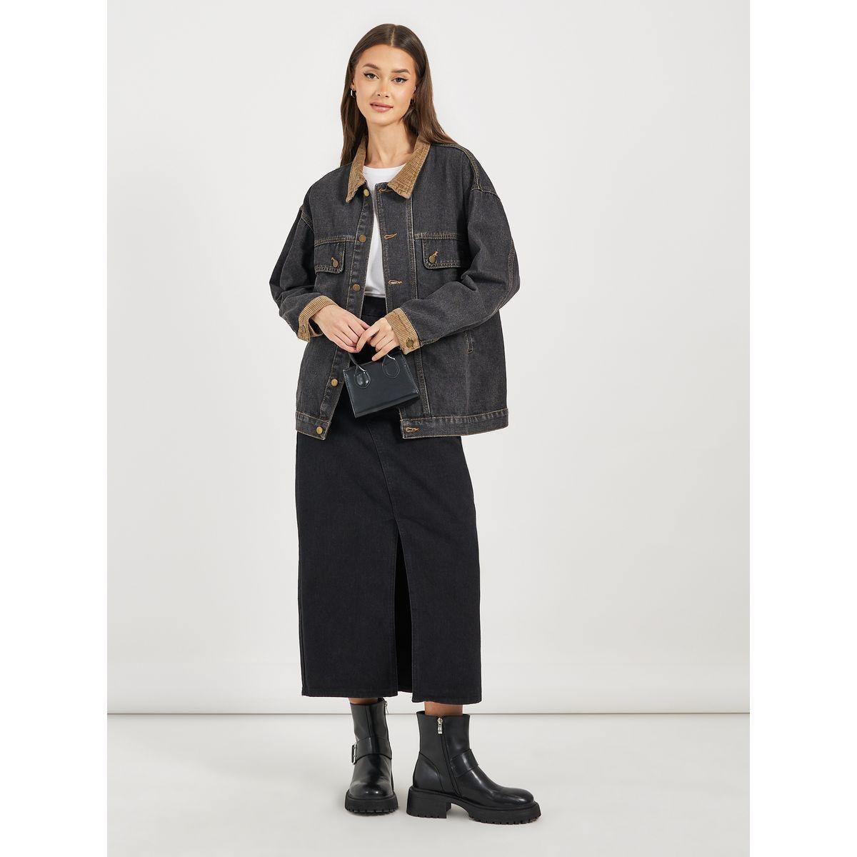 جاكيت دنيم طويل بقصة فضفاضة-women-winterwear-coatsandjackets-jackets-image-2
