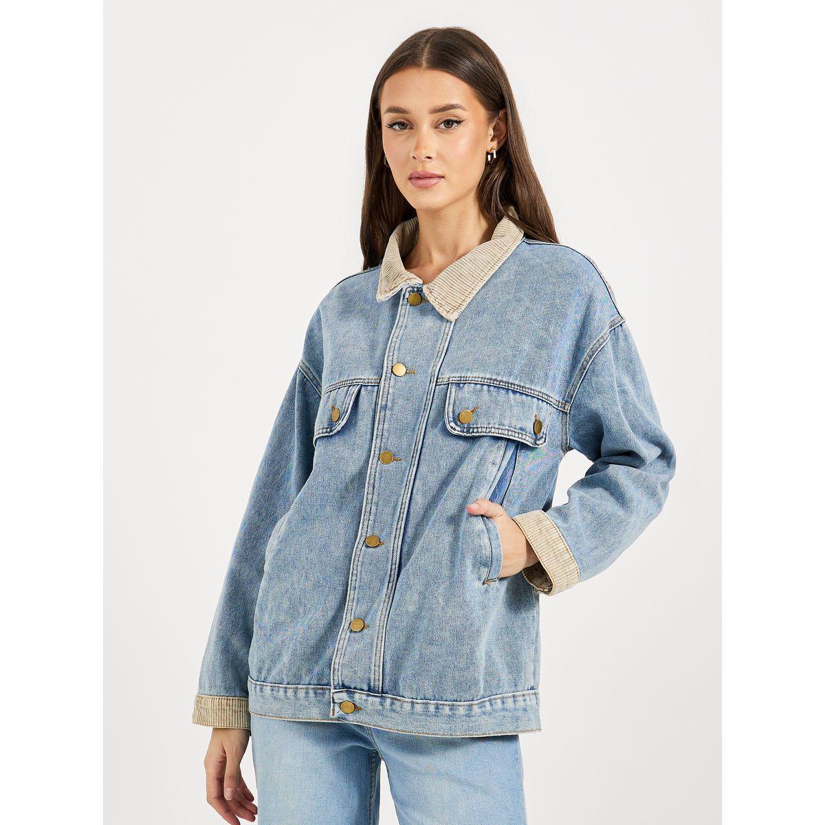 Styli Oversized Longline Denim Jacket-women-winterwear-coatsandjackets-jackets-image-4