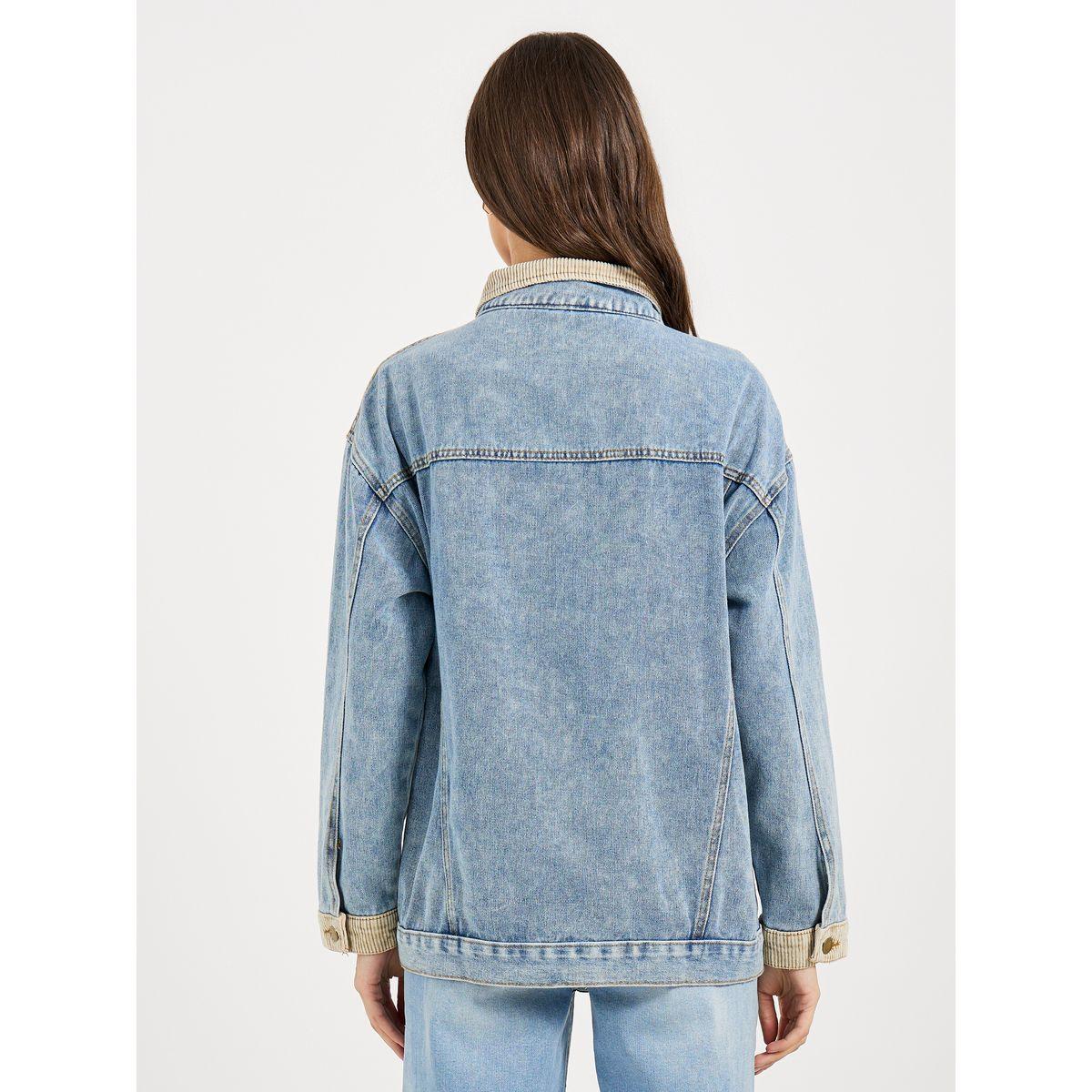 Styli Oversized Longline Denim Jacket-women-winterwear-coatsandjackets-jackets-image-6