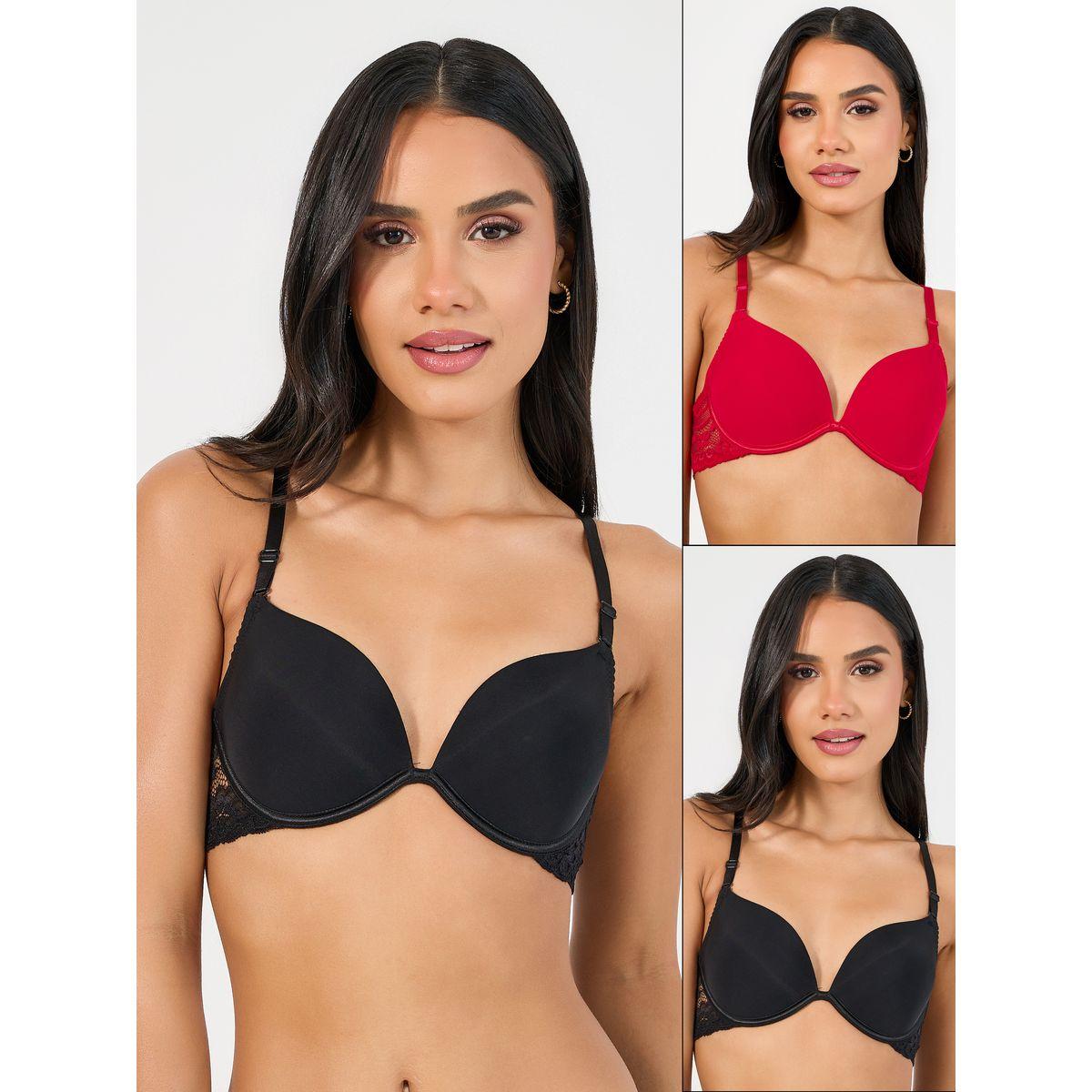 Styli Pack of 2 - Padded Wired Lace Wing Push Up Bra-women-clothing-lingerie-bras-image-1