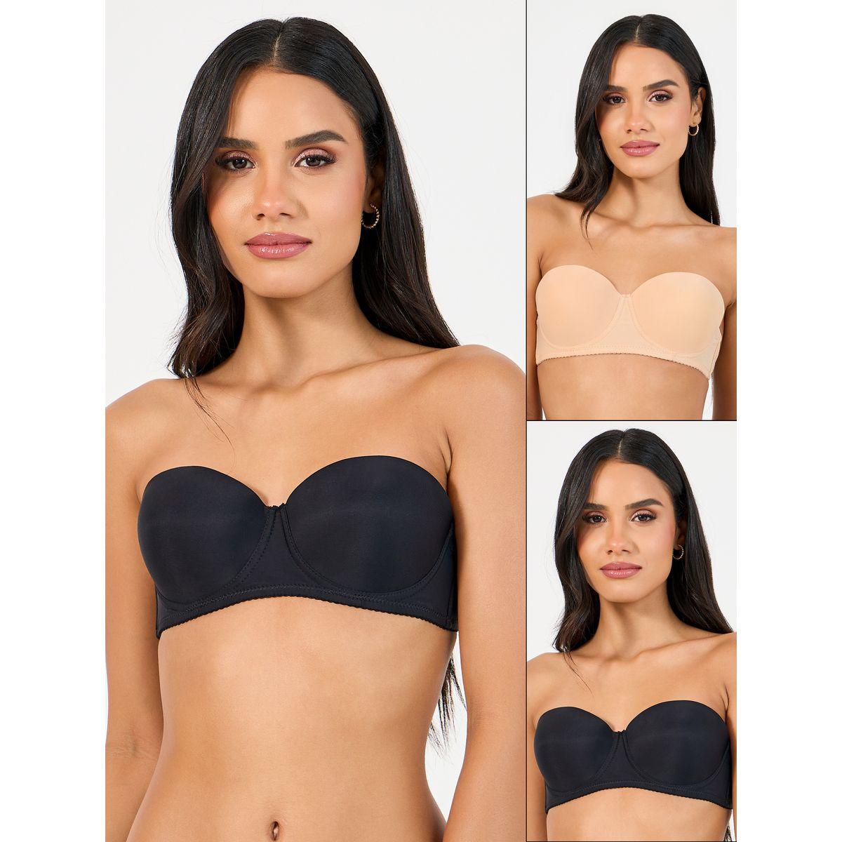 Styli Pack of 2 -Padded Wired Strapless Transparent Strap Balconette Bra-women-clothing-lingerie-bras-image-1