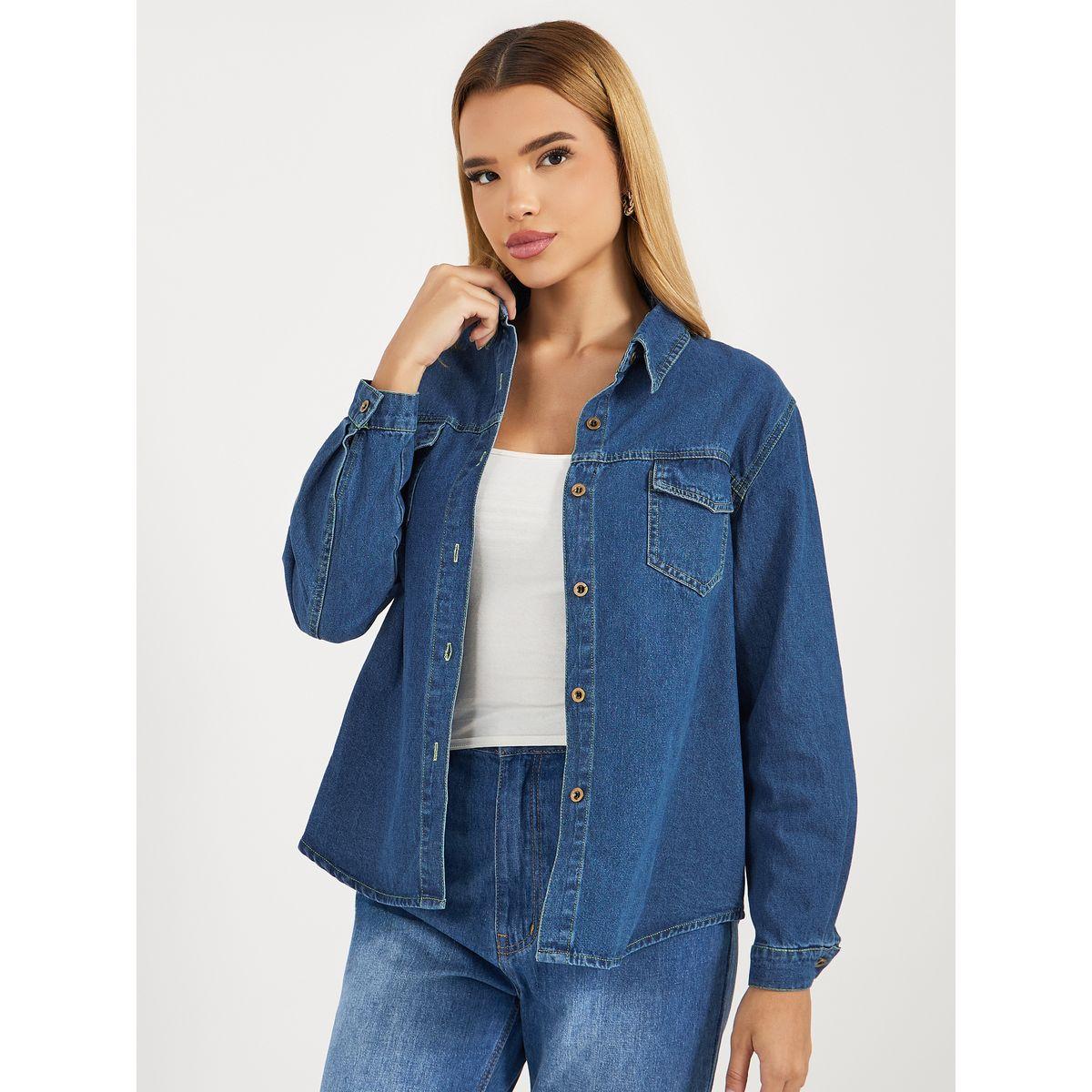 بلوزة دنيم بقصة مريحة وجيوب-women-clothing-shirtsandblouses-shirts-image-1