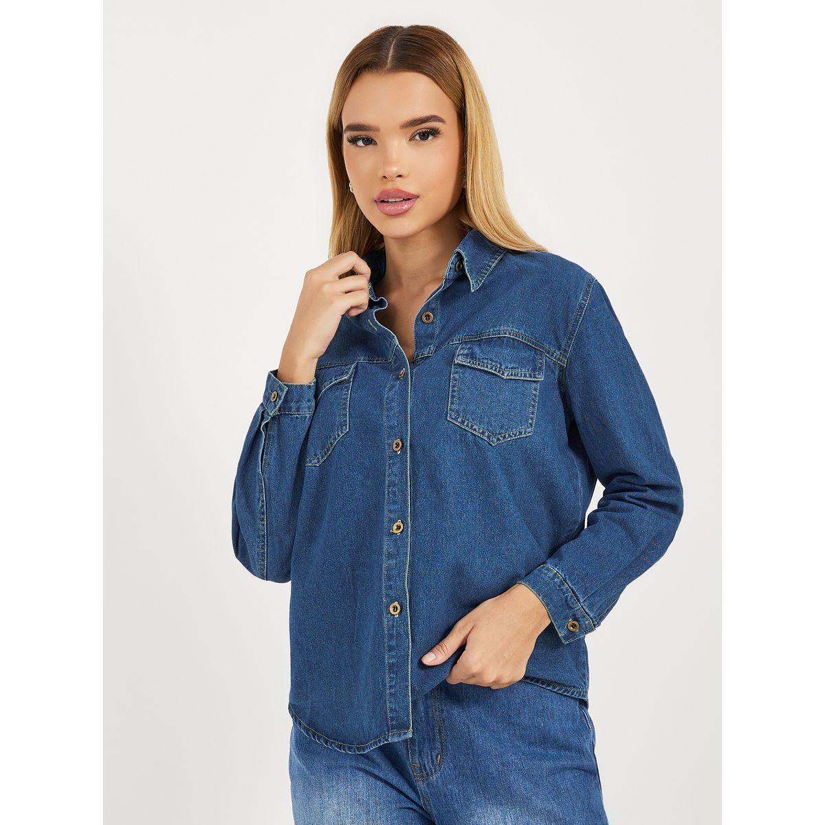 بلوزة دنيم بقصة مريحة وجيوب-women-clothing-shirtsandblouses-shirts-image-3