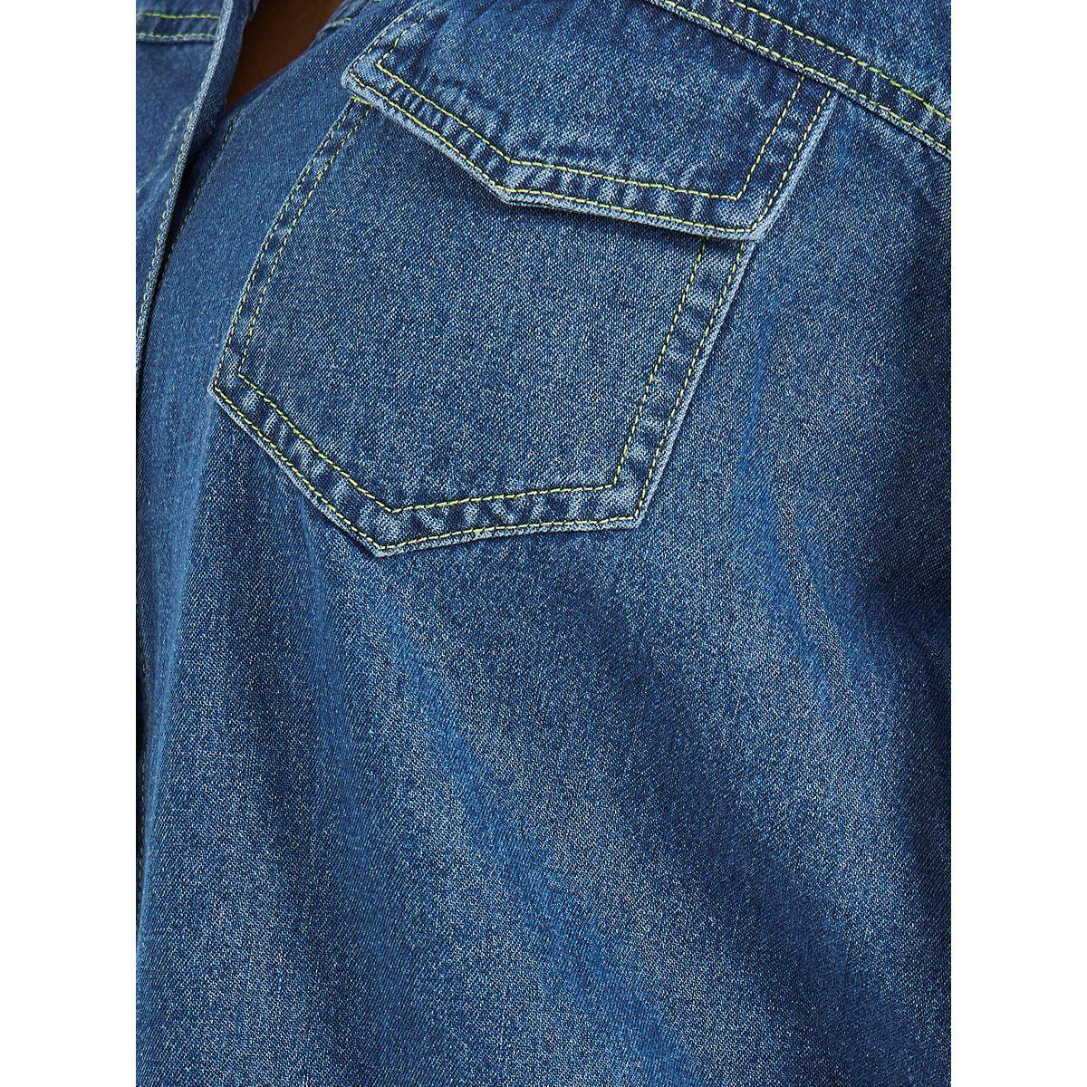 Styli Relaxed Fit Denim Shirt with Pockets-women-clothing-shirtsandblouses-shirts-image-4