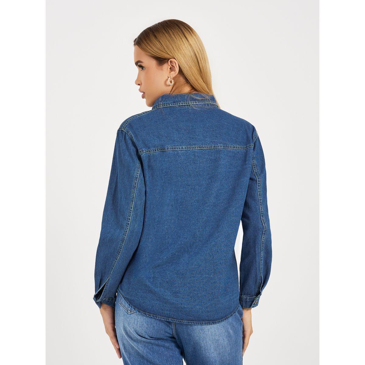 Styli Relaxed Fit Denim Shirt with Pockets-women-clothing-shirtsandblouses-shirts-image-5