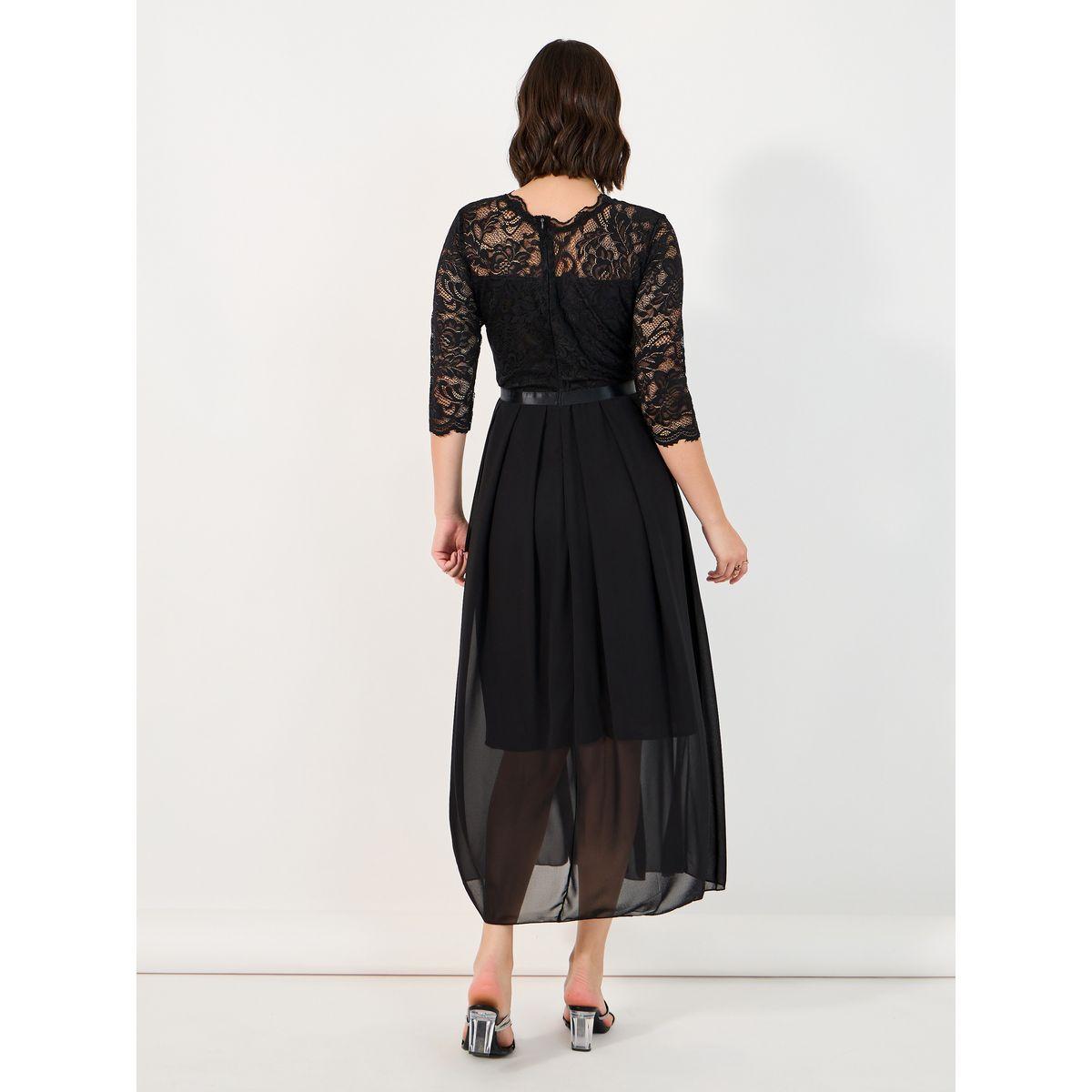 فستان ميدي بتفاصيل دانتيل وأكمام 3/4-women-clothing-dresses-image-6