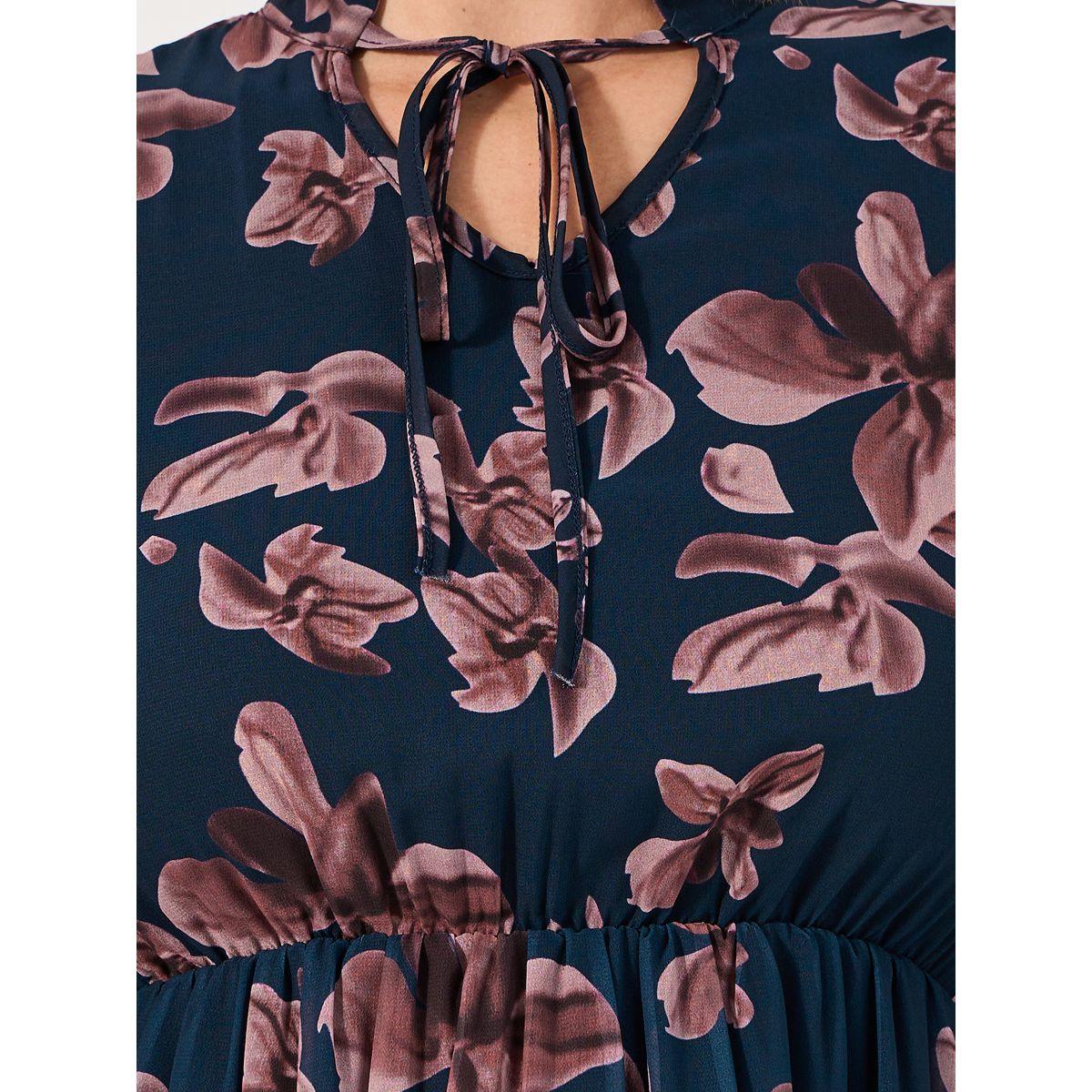 فستان قصير بطبعة زهور وياقة بأربطة-women-clothing-dresses-image-3