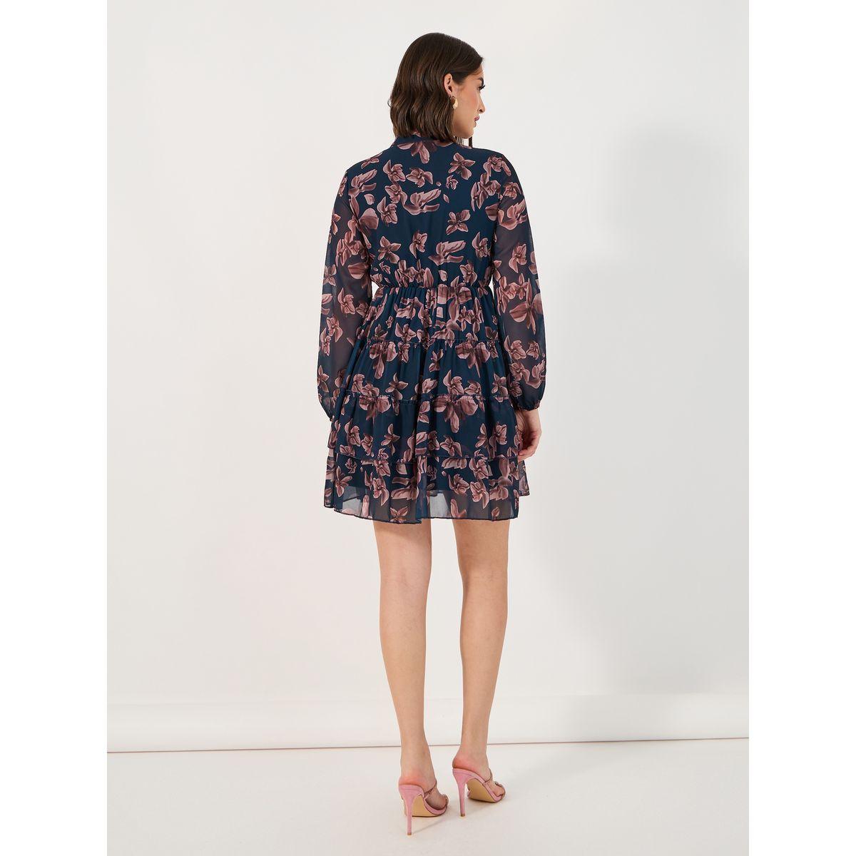 Styli Tie-Up Neck Floral Print Tiered Mini Dress-women-clothing-dresses-image-6