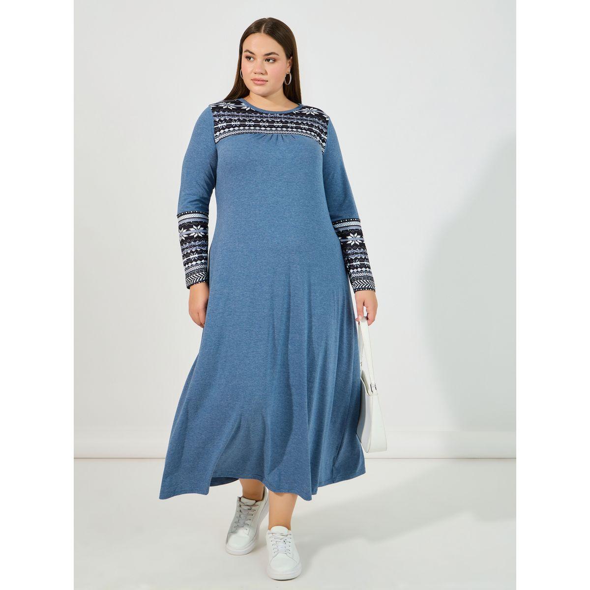 Styli Plus Size Panel Print Long Sleeves A-Line Maxi Dress-women-clothing-dresses-image-1
