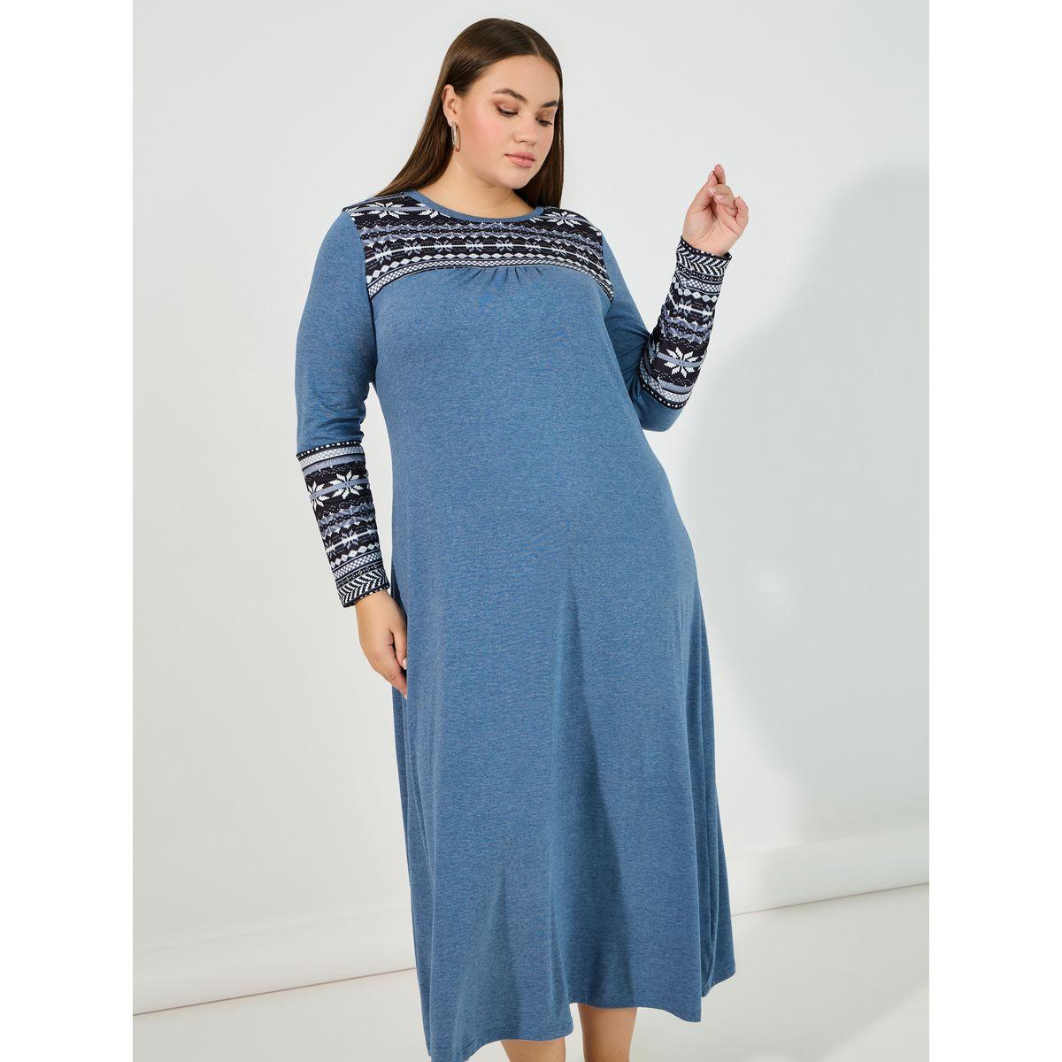 Styli Plus Size Panel Print Long Sleeves A-Line Maxi Dress-women-clothing-dresses-image-2
