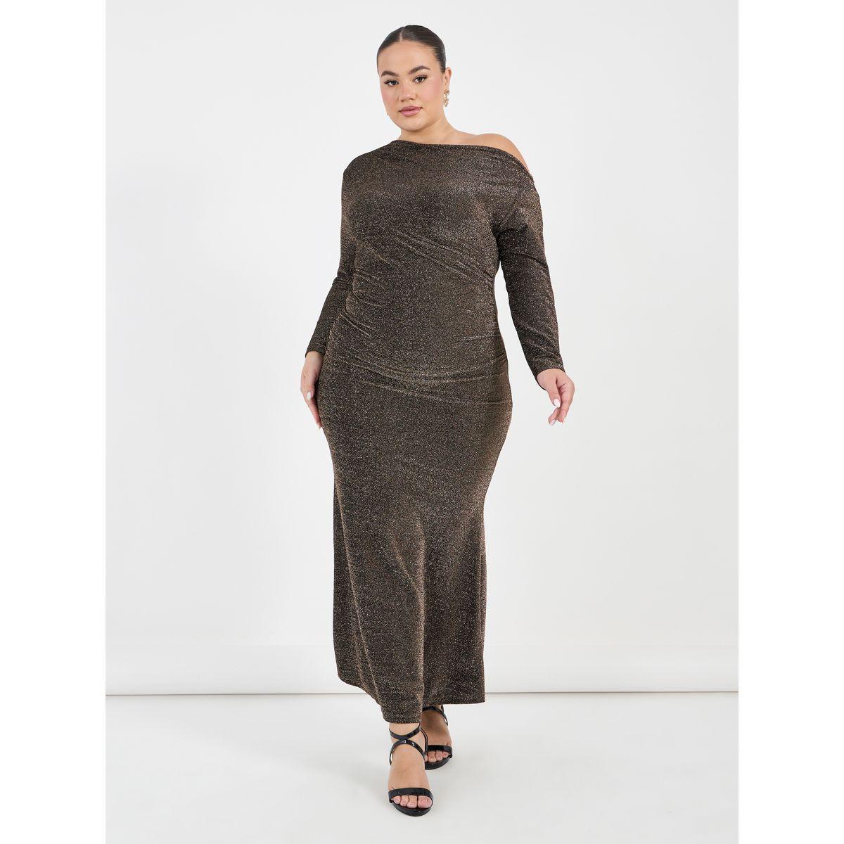 Styli Plus Size One Shoulder Neck Mermaid Hem Maxi Dress-women-clothing-dresses-image-1