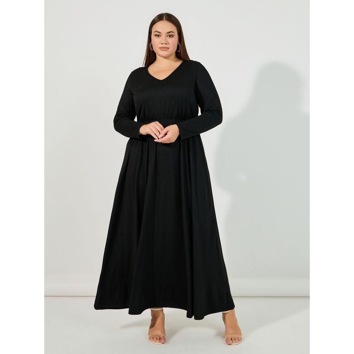 فستان طويل بمقاس كبير وتفاصيل كروشيه-women-clothing-dresses-image-1