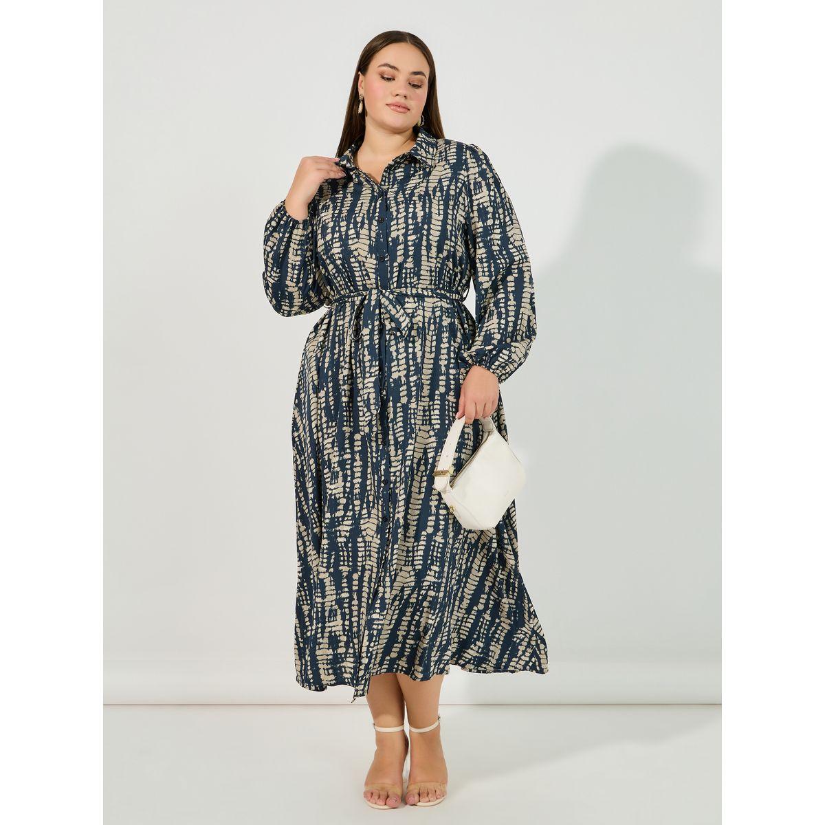 فستان ميدي بمقاس كبير وطبعة تاي داي-women-clothing-dresses-image-1