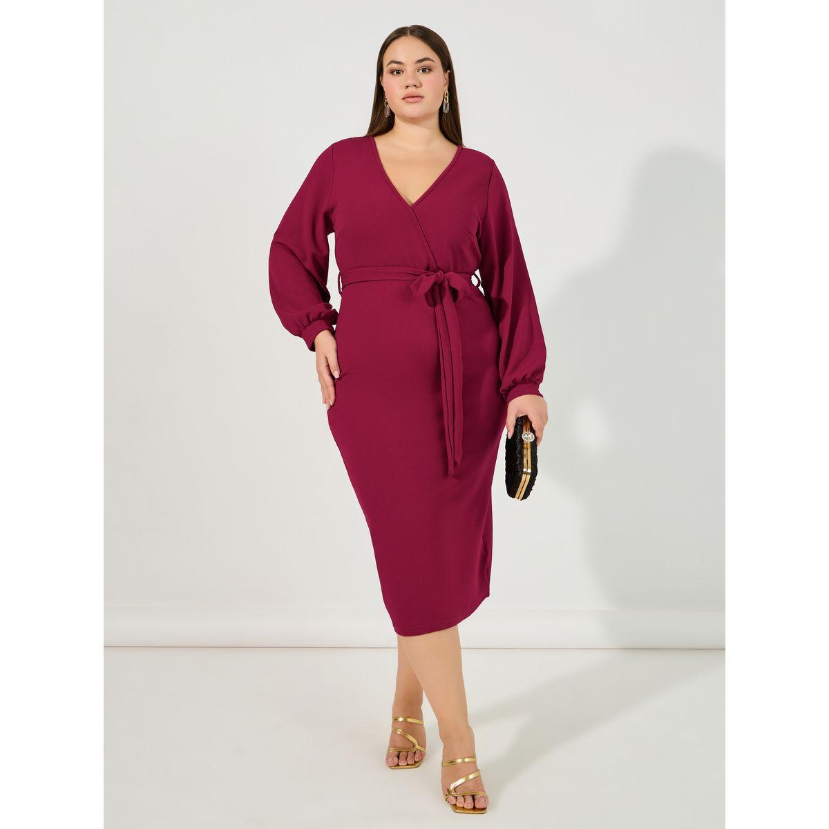 فستان طويل بمقاس كبير ونمط لف-women-clothing-dresses-image-1