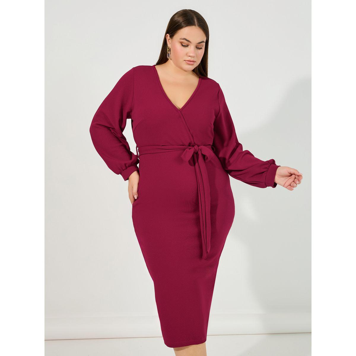 فستان طويل بمقاس كبير ونمط لف-women-clothing-dresses-image-2