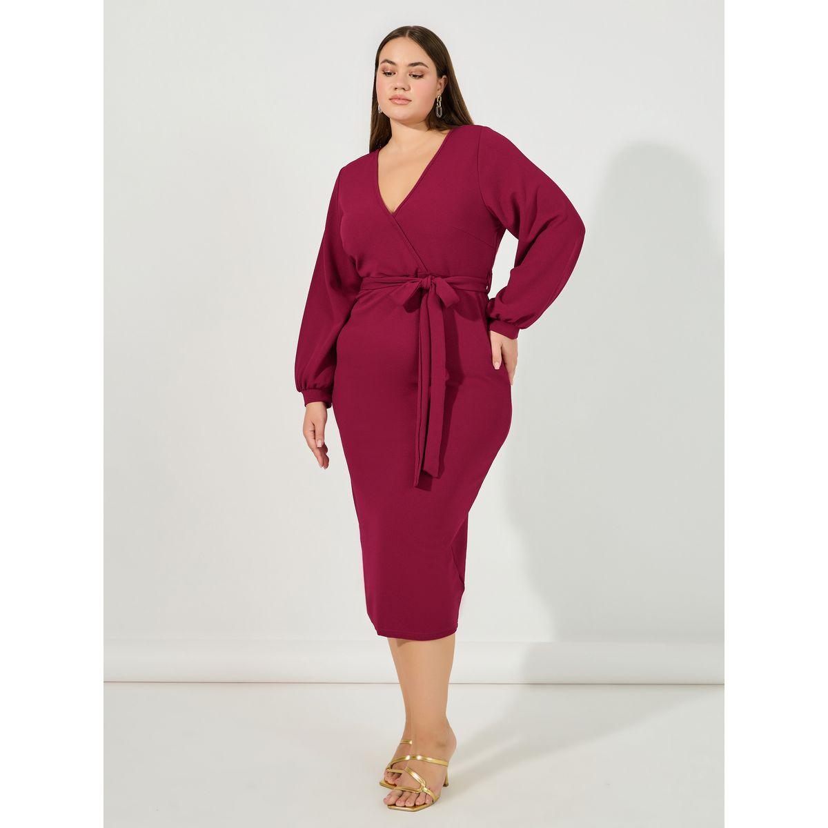 فستان طويل بمقاس كبير ونمط لف-women-clothing-dresses-image-5