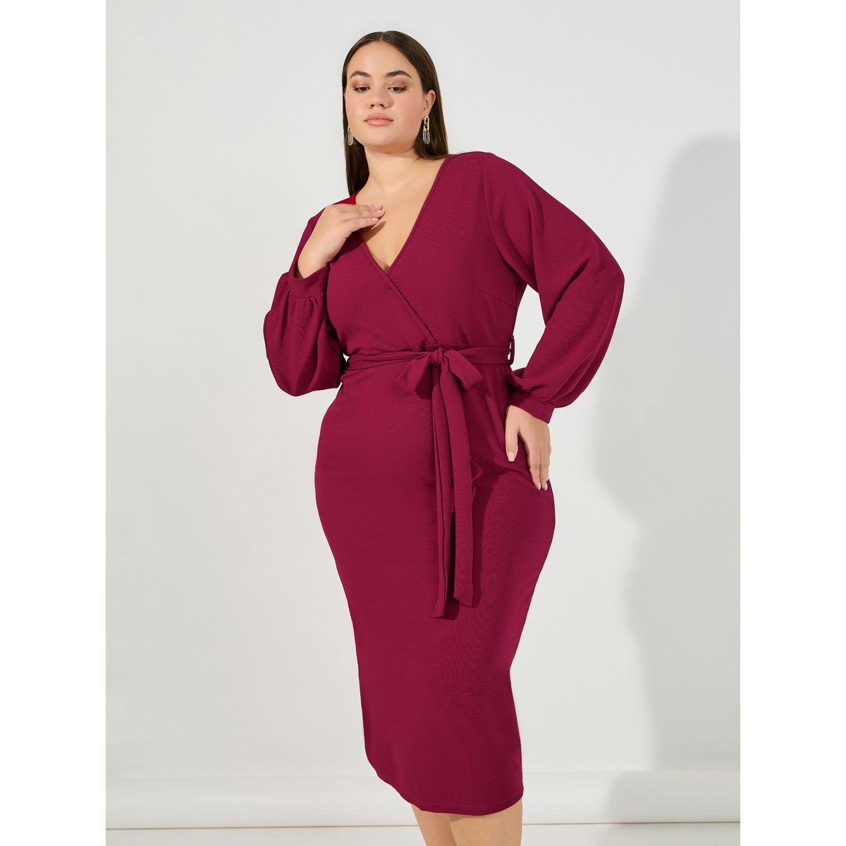 فستان طويل بمقاس كبير ونمط لف-women-clothing-dresses-image-6