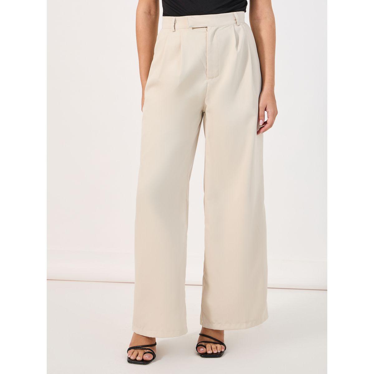 Styli High Rise Pleat Front Detail Wide Leg Trouser-women-clothing-bottoms-trousers-image-2