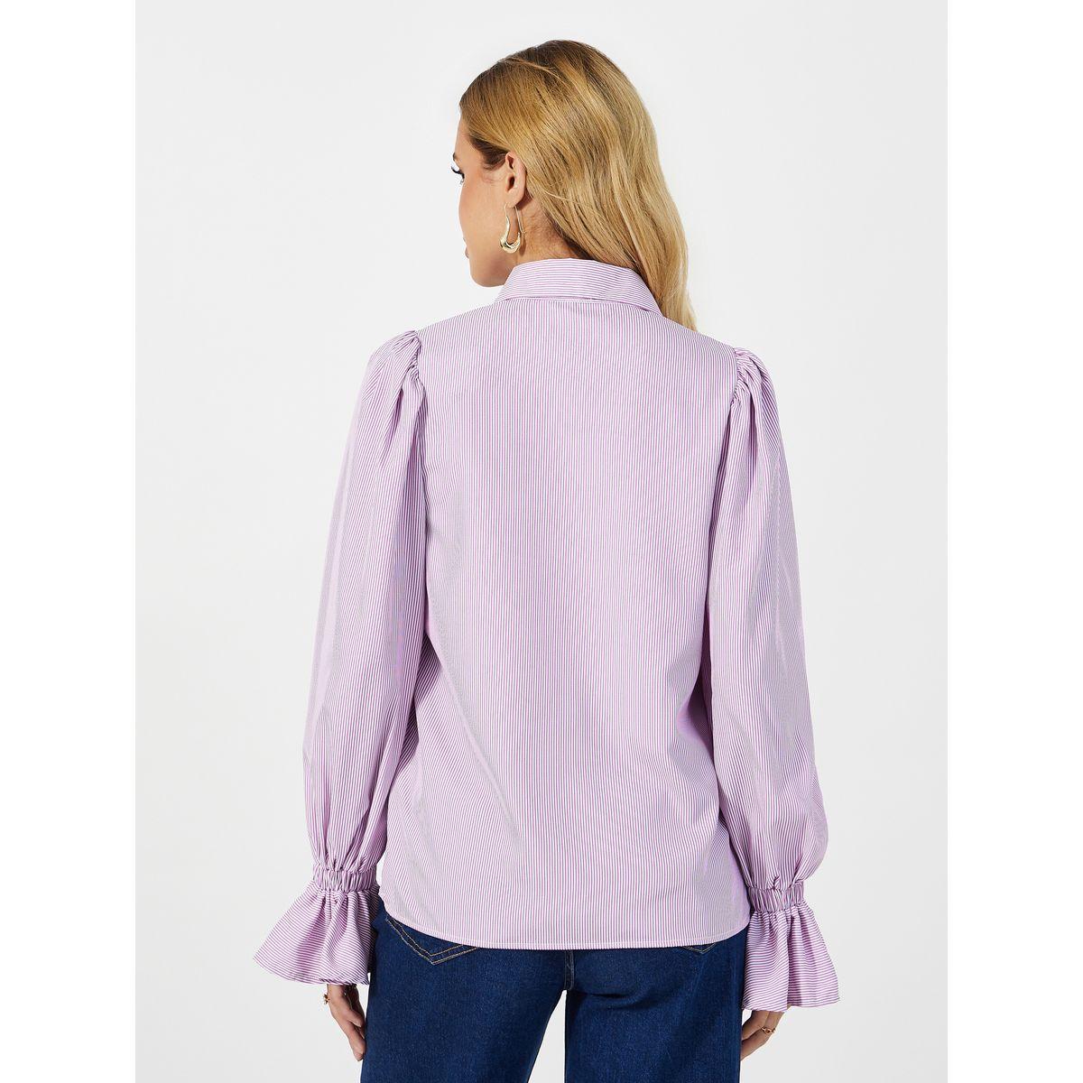 بلوزة مخططة بقصة عادية وأكمام طويلة-women-clothing-shirtsandblouses-shirts-image-4